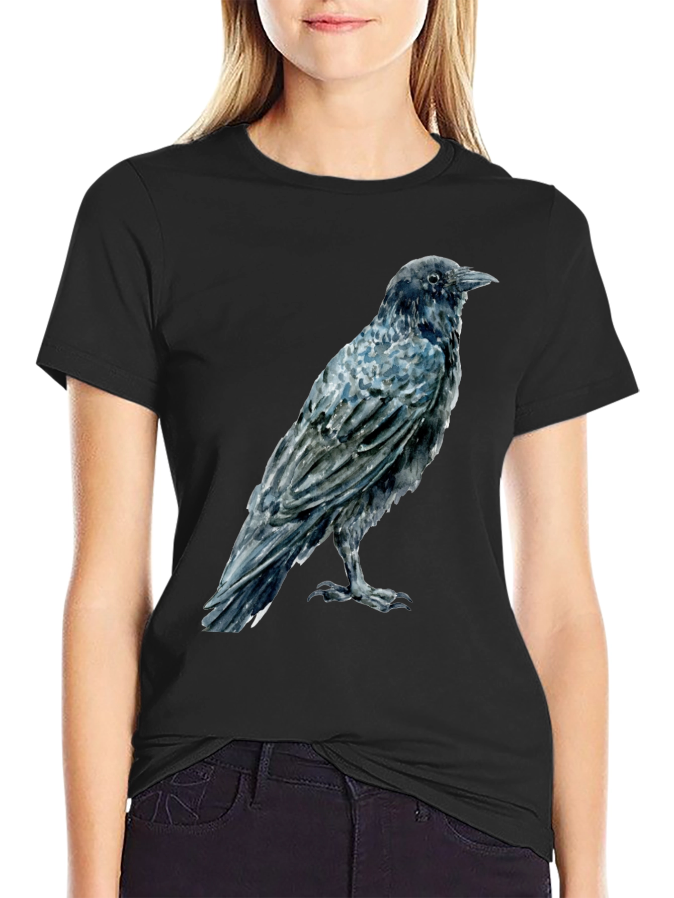 Raven Print Mens Black T-Shirt
