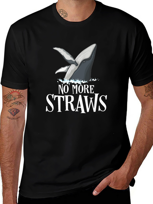 Eco-Friendly Whale Graphic Tee - No More Straws T-Shirt
