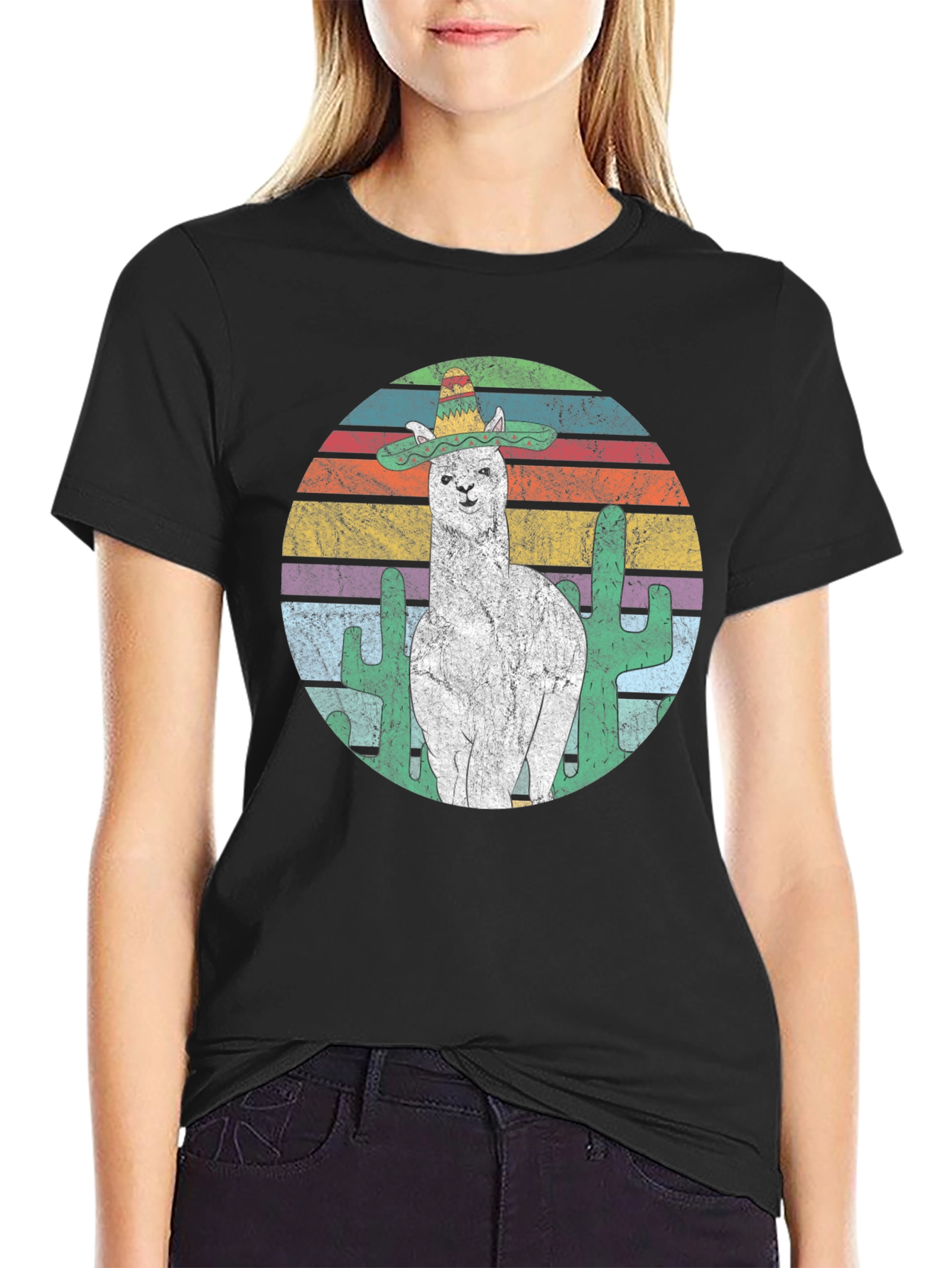 Llama Sombrero T-Shirt - Cactus Graphic Tee