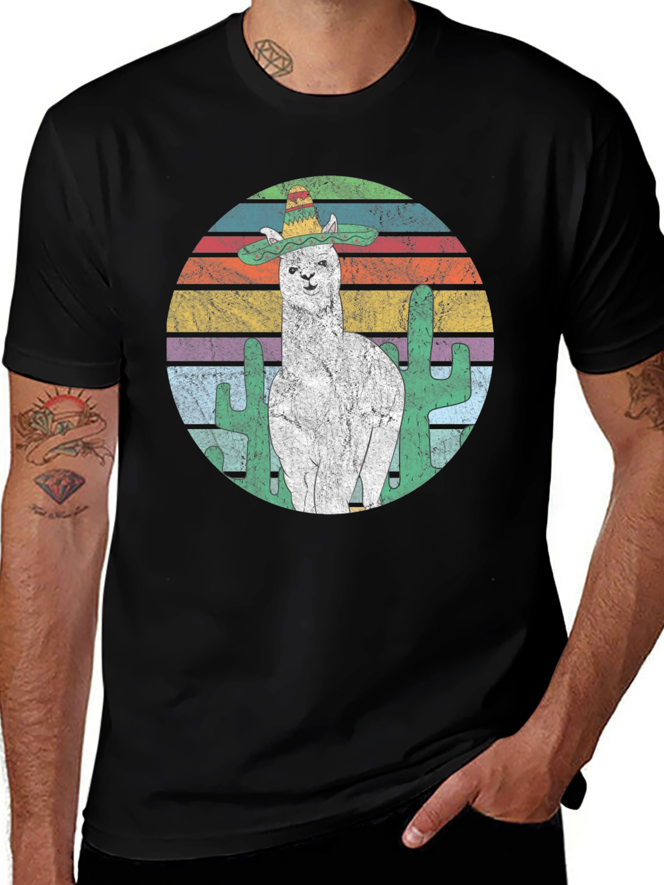 Llama Sombrero T-Shirt - Cactus Graphic Tee