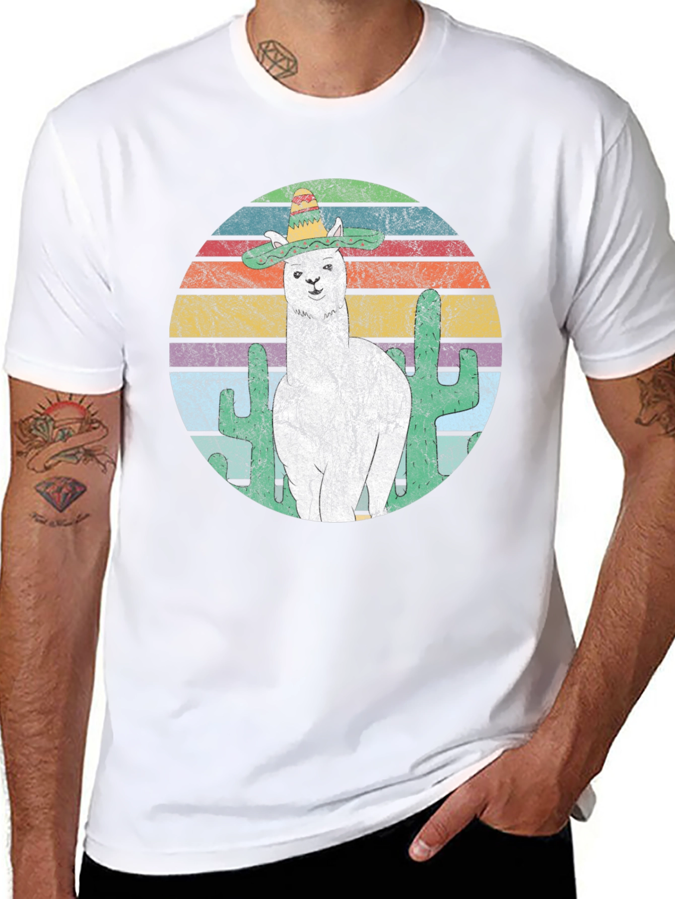 Llama Sombrero T-Shirt - Cactus Graphic Tee