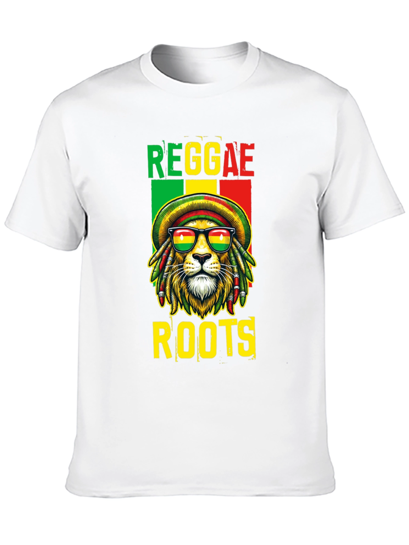 Reggae Roots Lion Graphic T-Shirt - Black