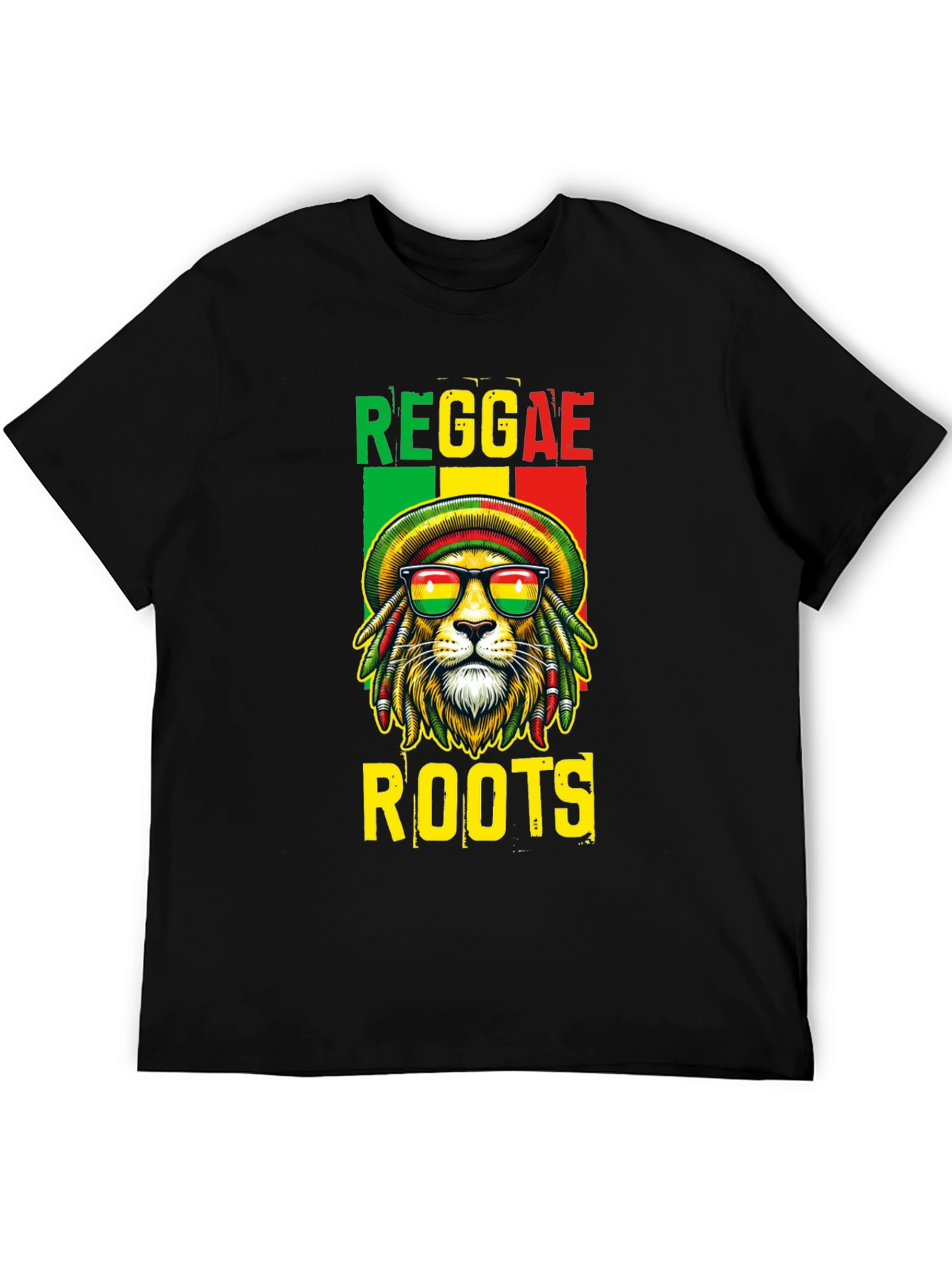 Reggae Roots Lion Graphic T-Shirt - Black