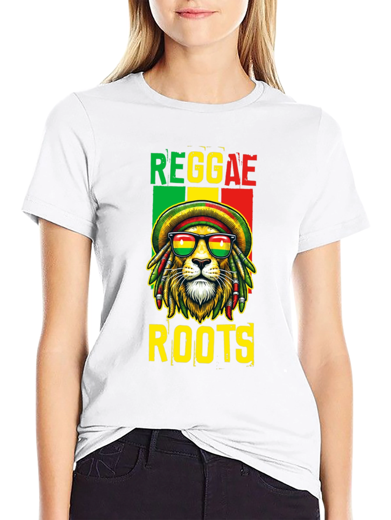Reggae Roots Lion Graphic T-Shirt - Black