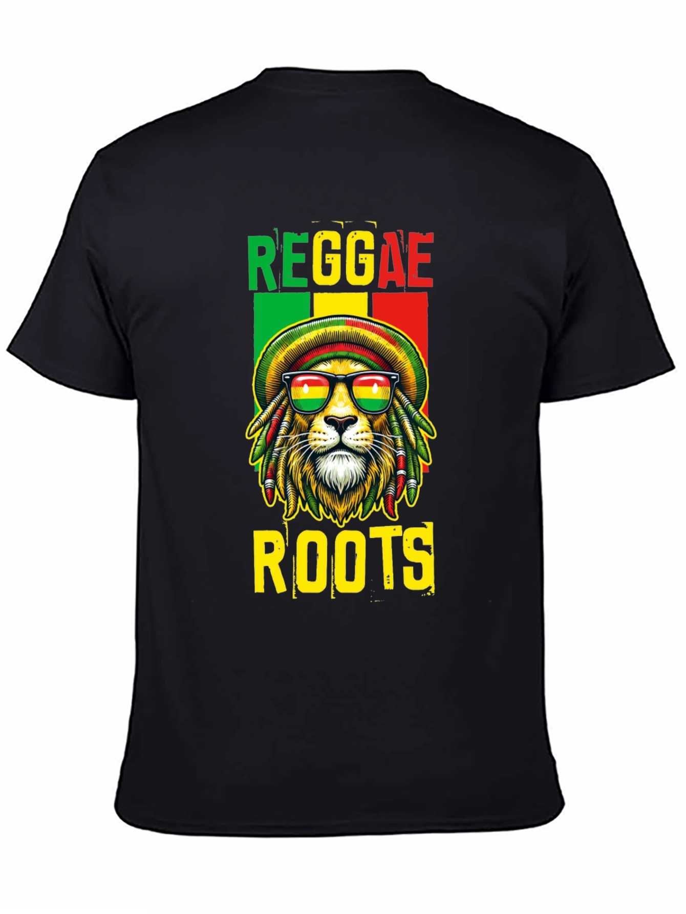 Reggae Roots Lion Graphic T-Shirt - Black