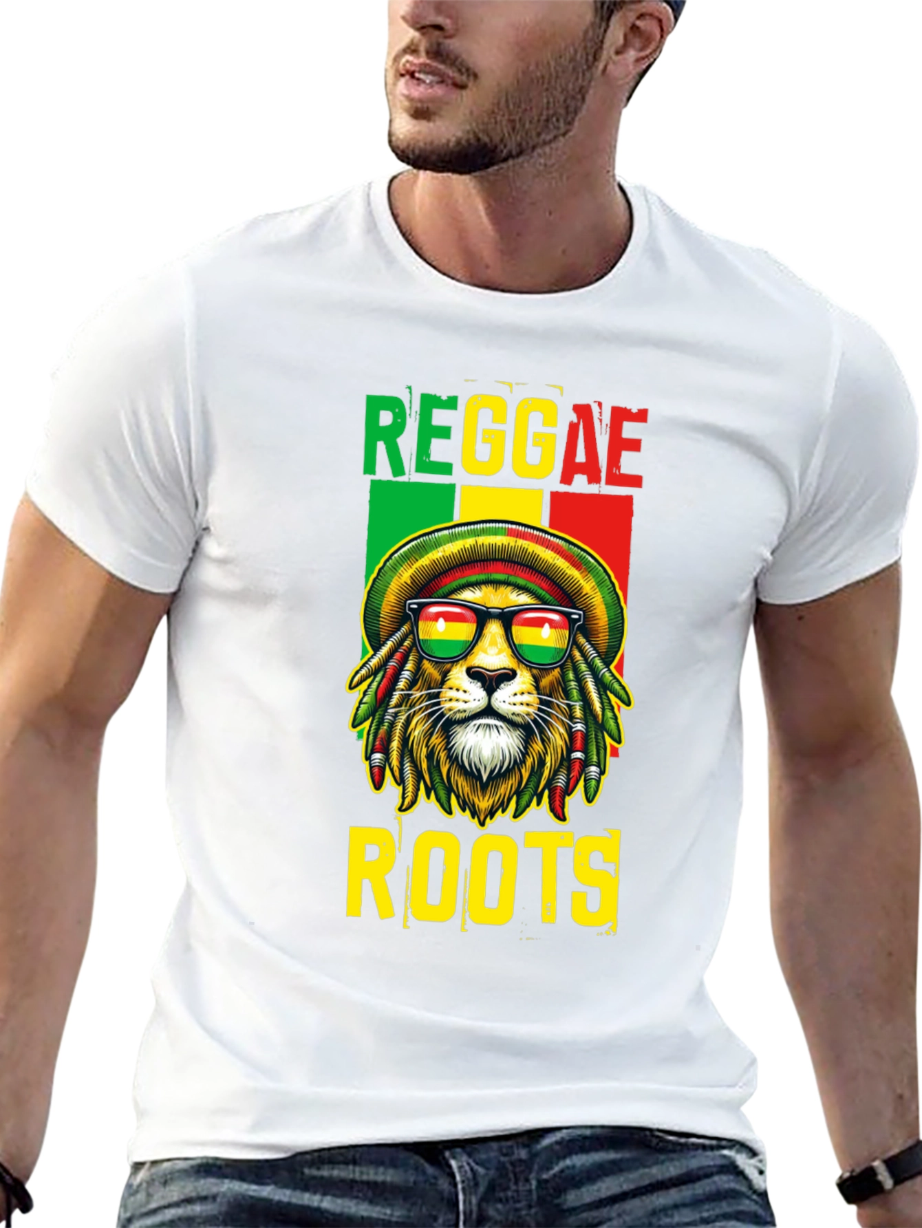 Reggae Roots Lion Graphic T-Shirt - Black