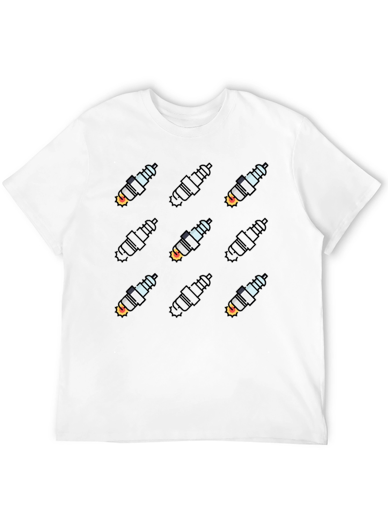 Spark Plug Pattern Black T-Shirt