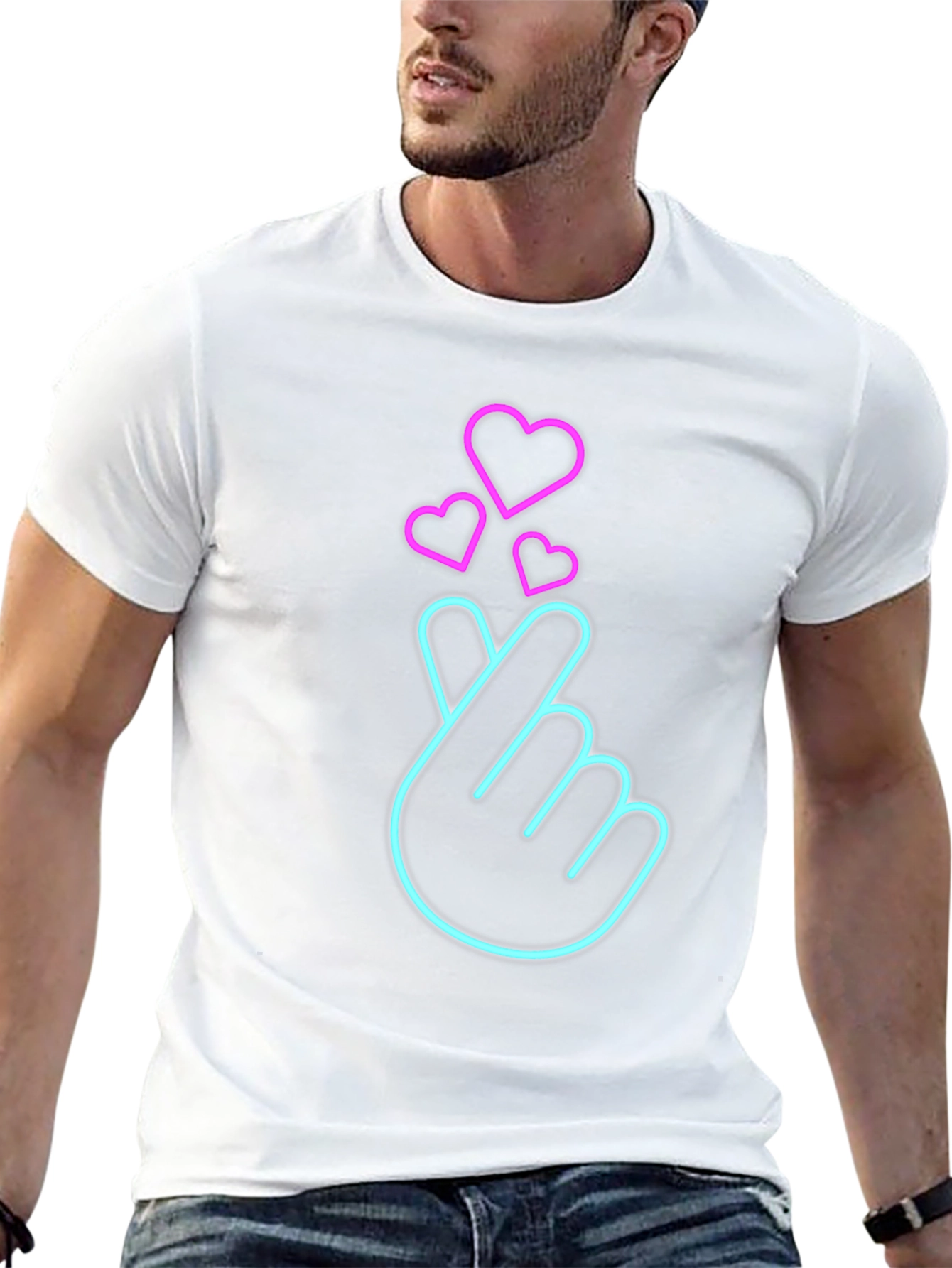 Neon Heart Sign Black T-Shirt