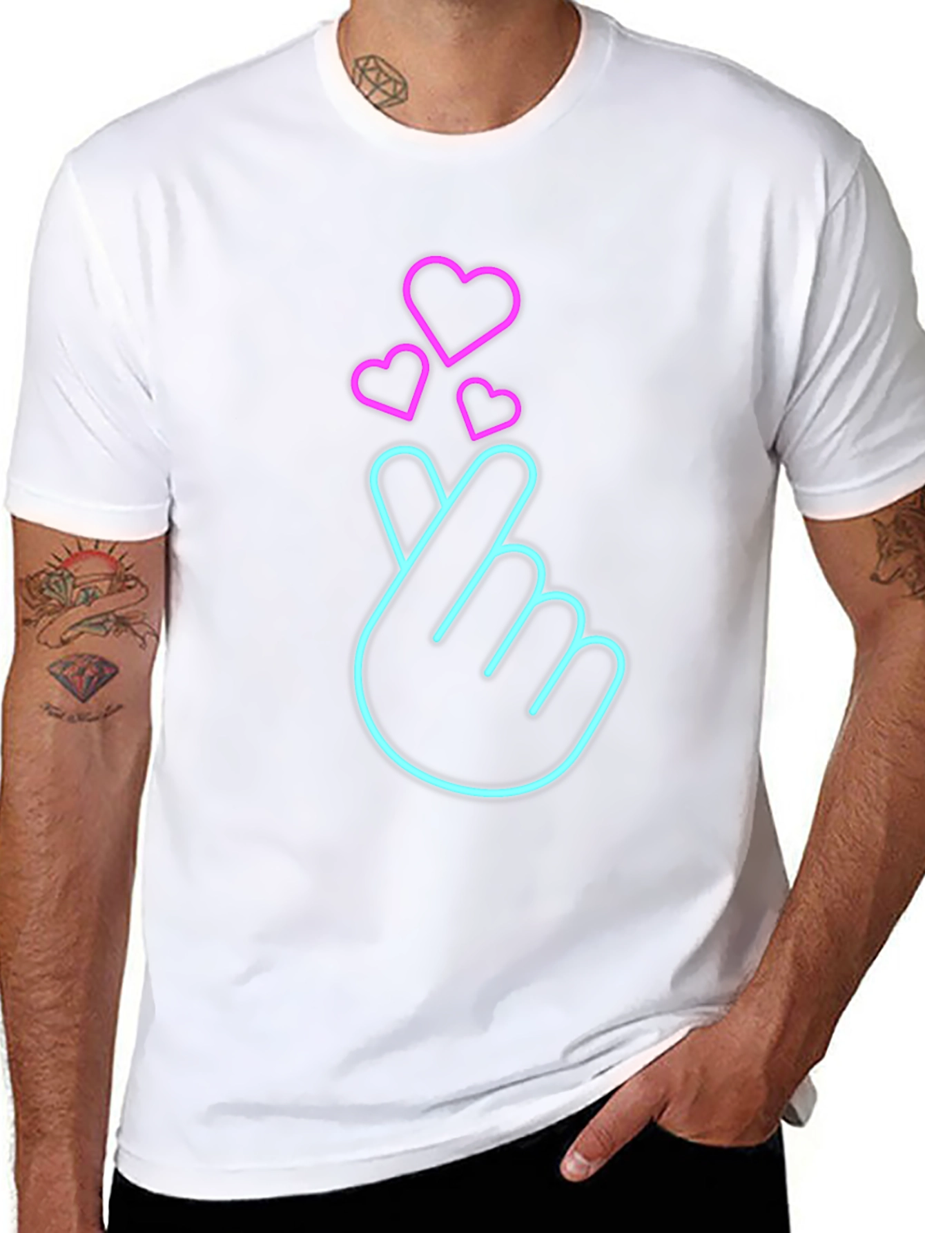 Neon Heart Sign Black T-Shirt