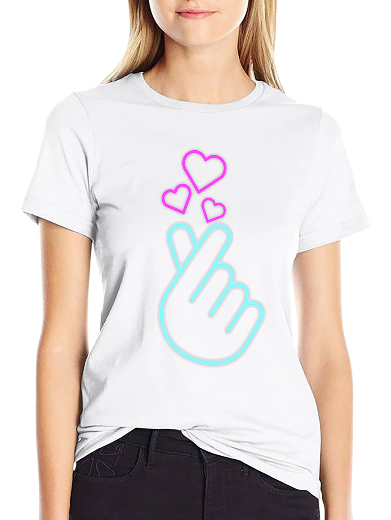 Neon Heart Sign Black T-Shirt