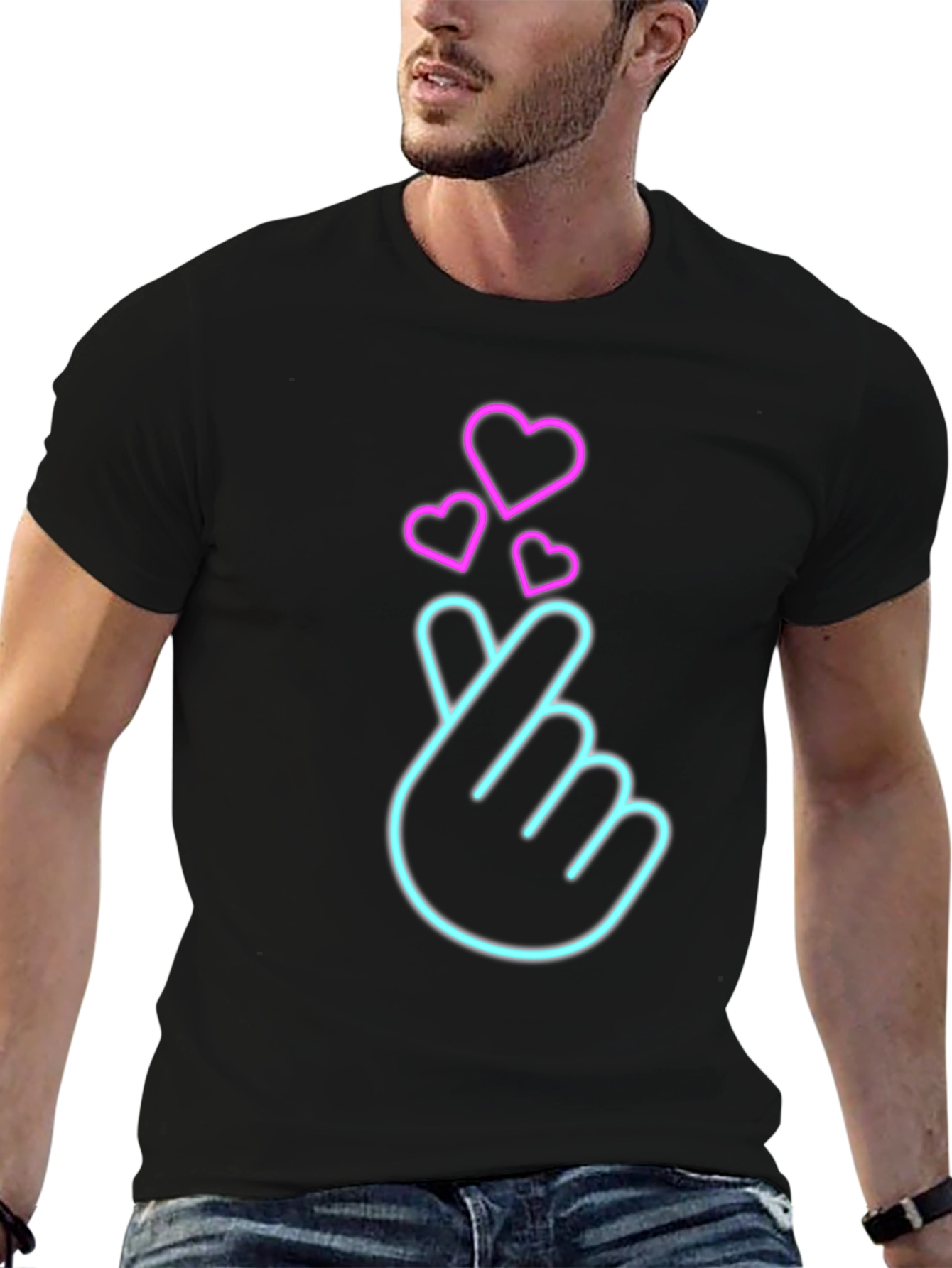 Neon Heart Sign Black T-Shirt
