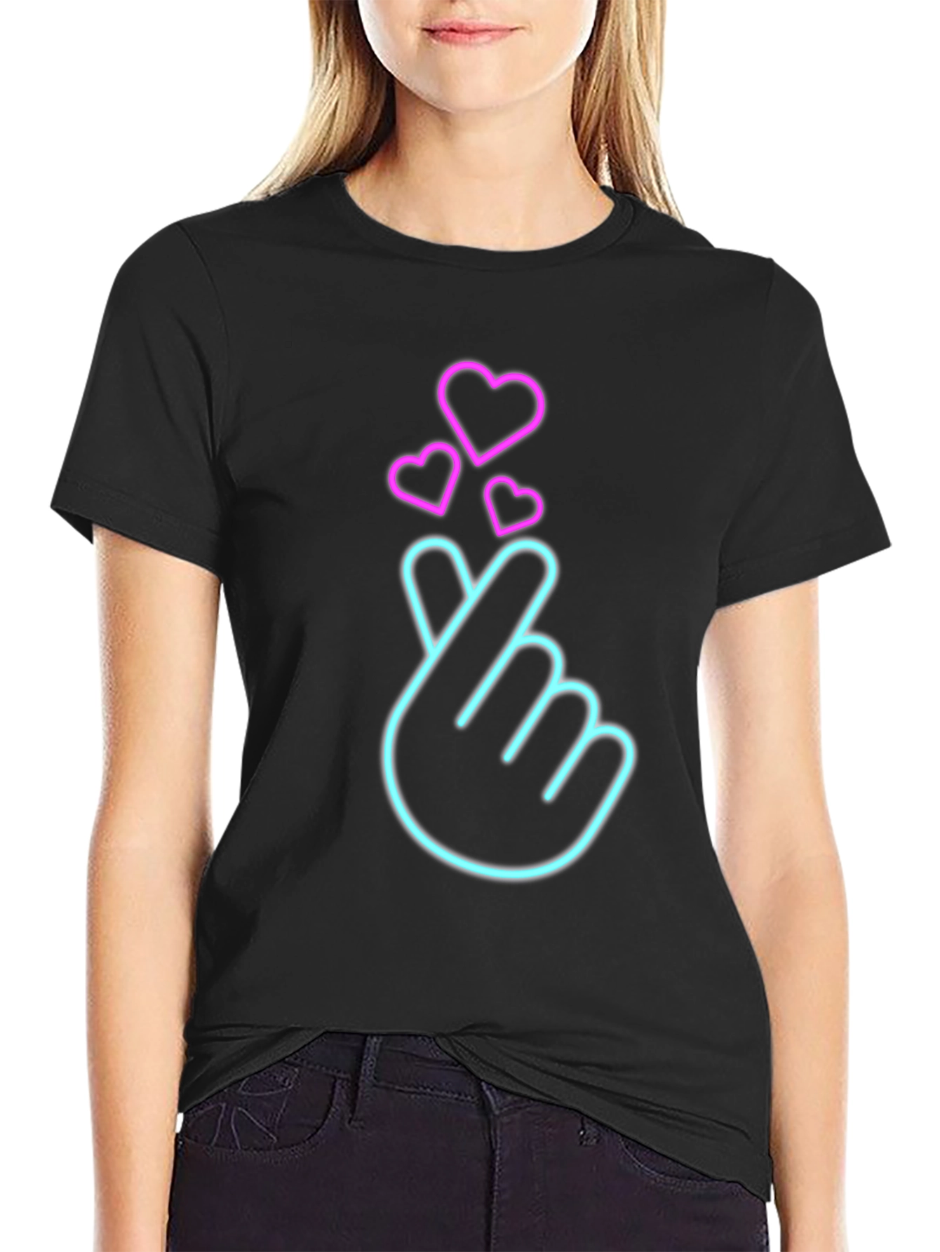 Neon Heart Sign Black T-Shirt