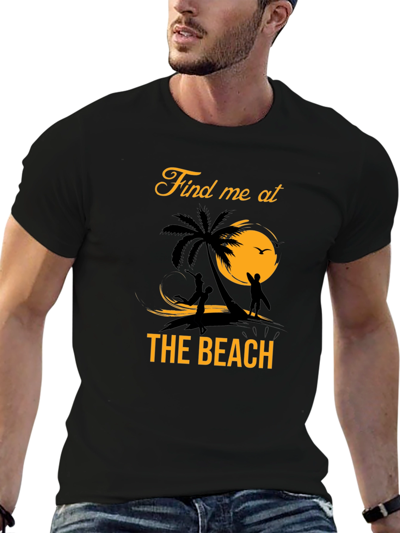 Find Me at the Beach Graphic Tee - Black