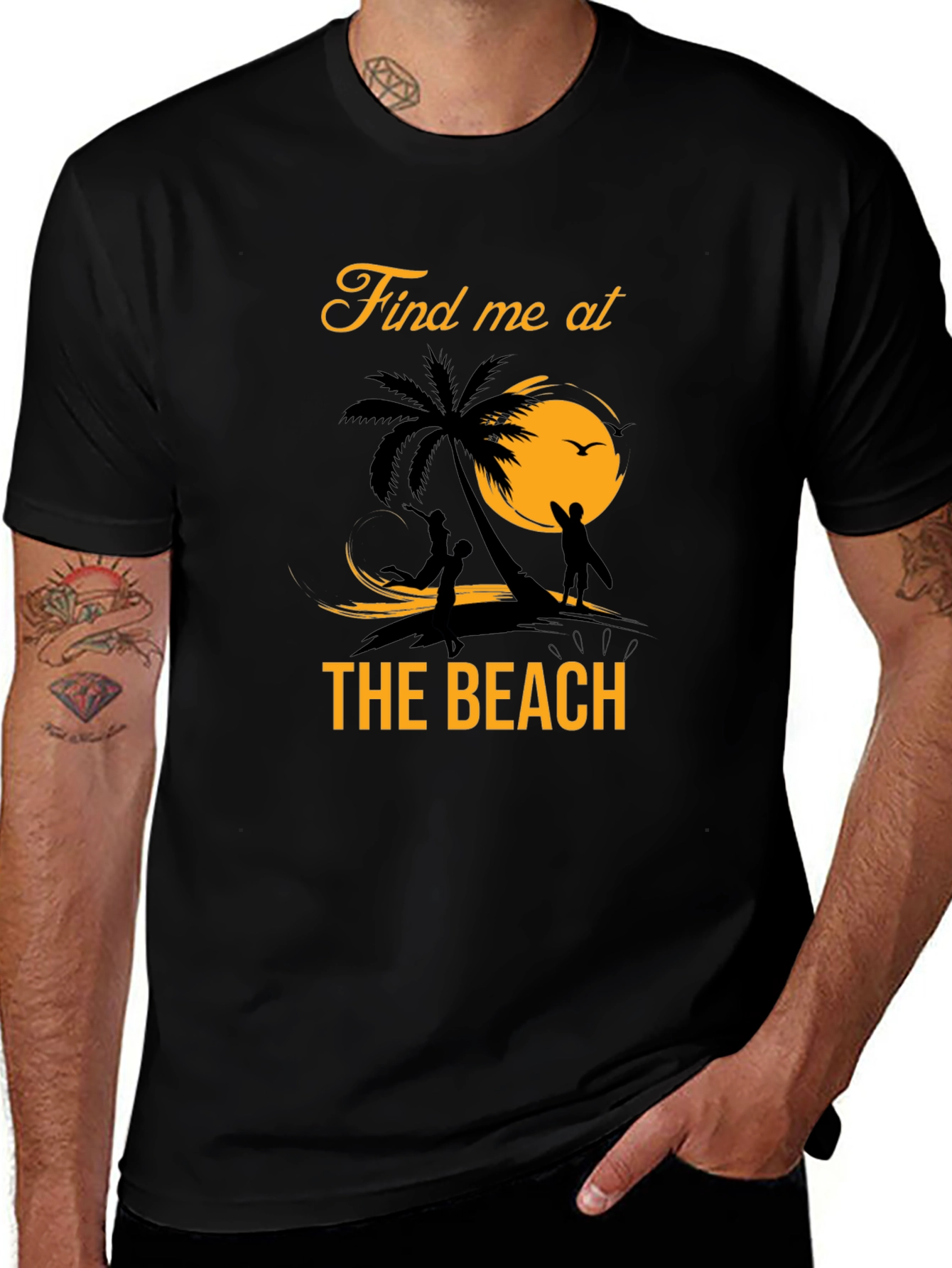 Find Me at the Beach Graphic Tee - Black