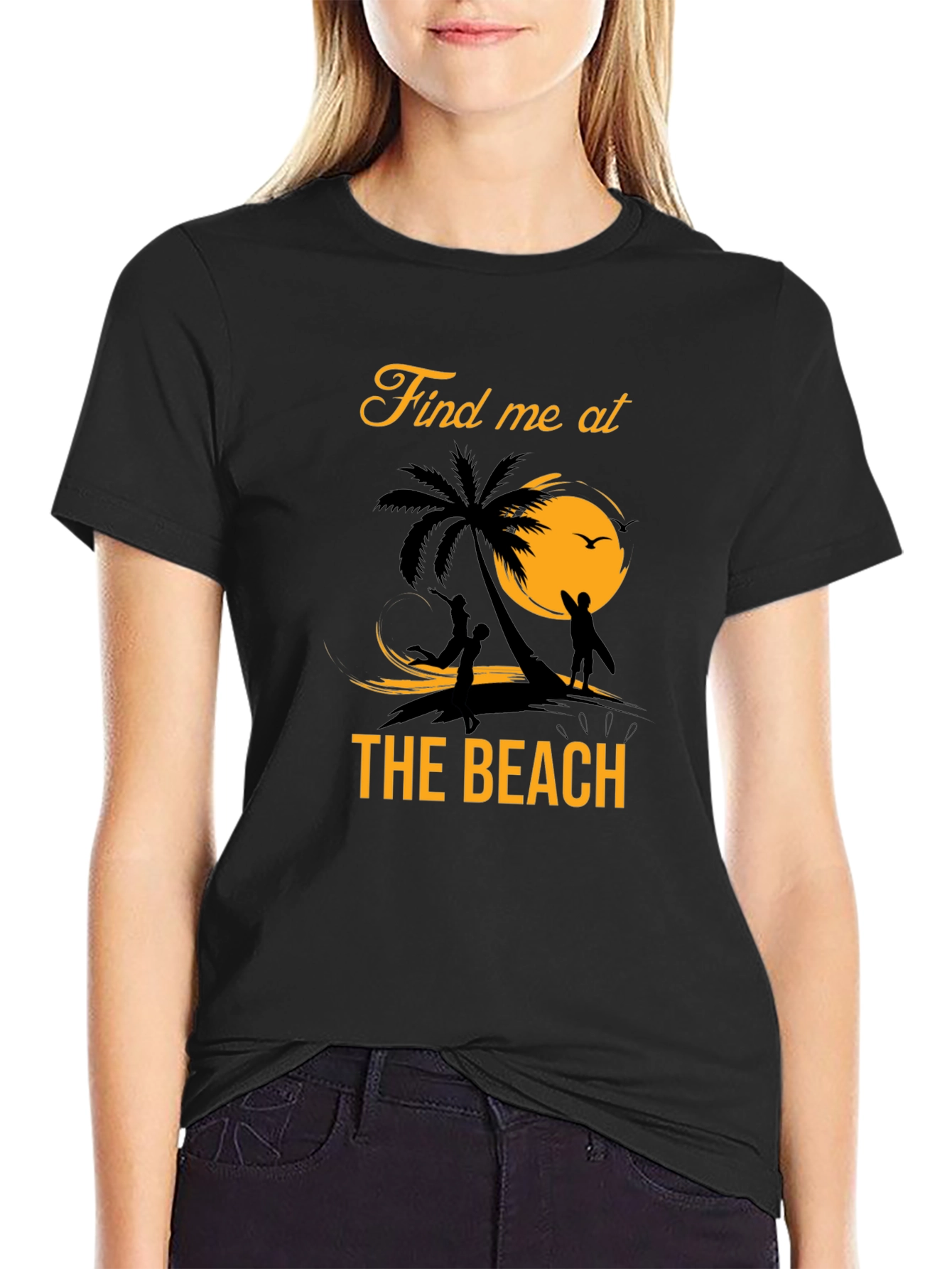 Find Me at the Beach Graphic Tee - Black