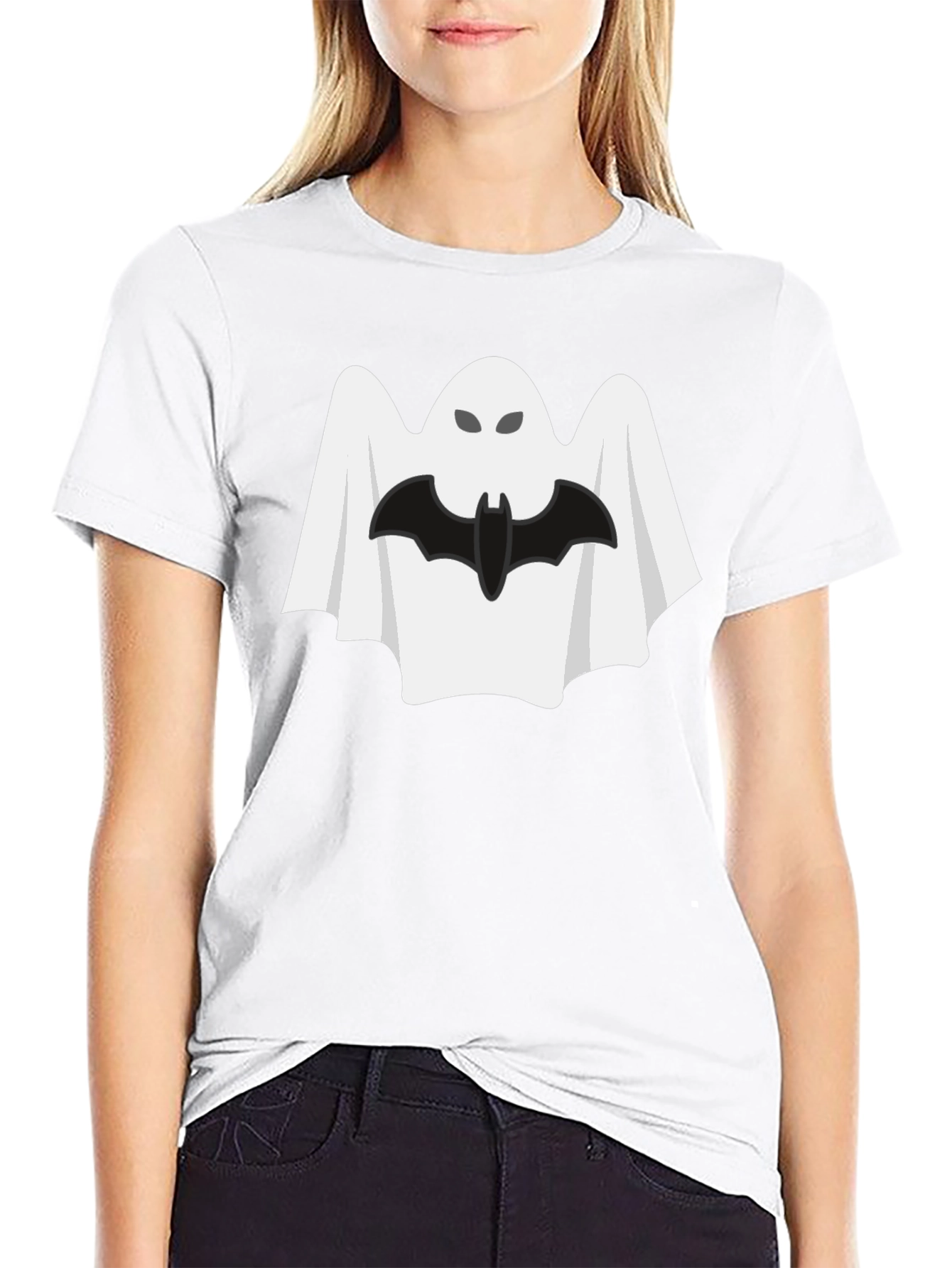 Halloween Ghost & Bat Graphic Tee