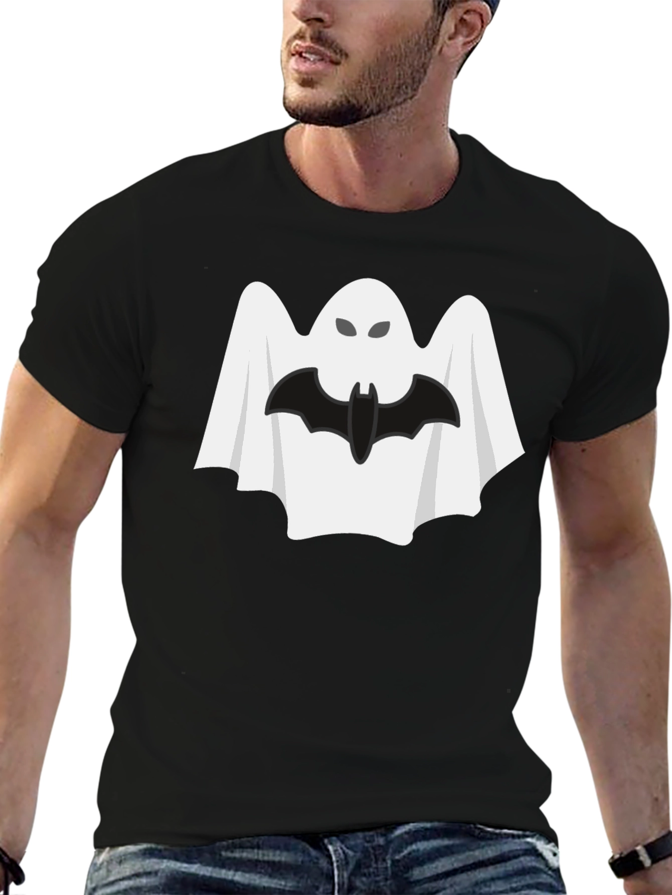 Halloween Ghost & Bat Graphic Tee