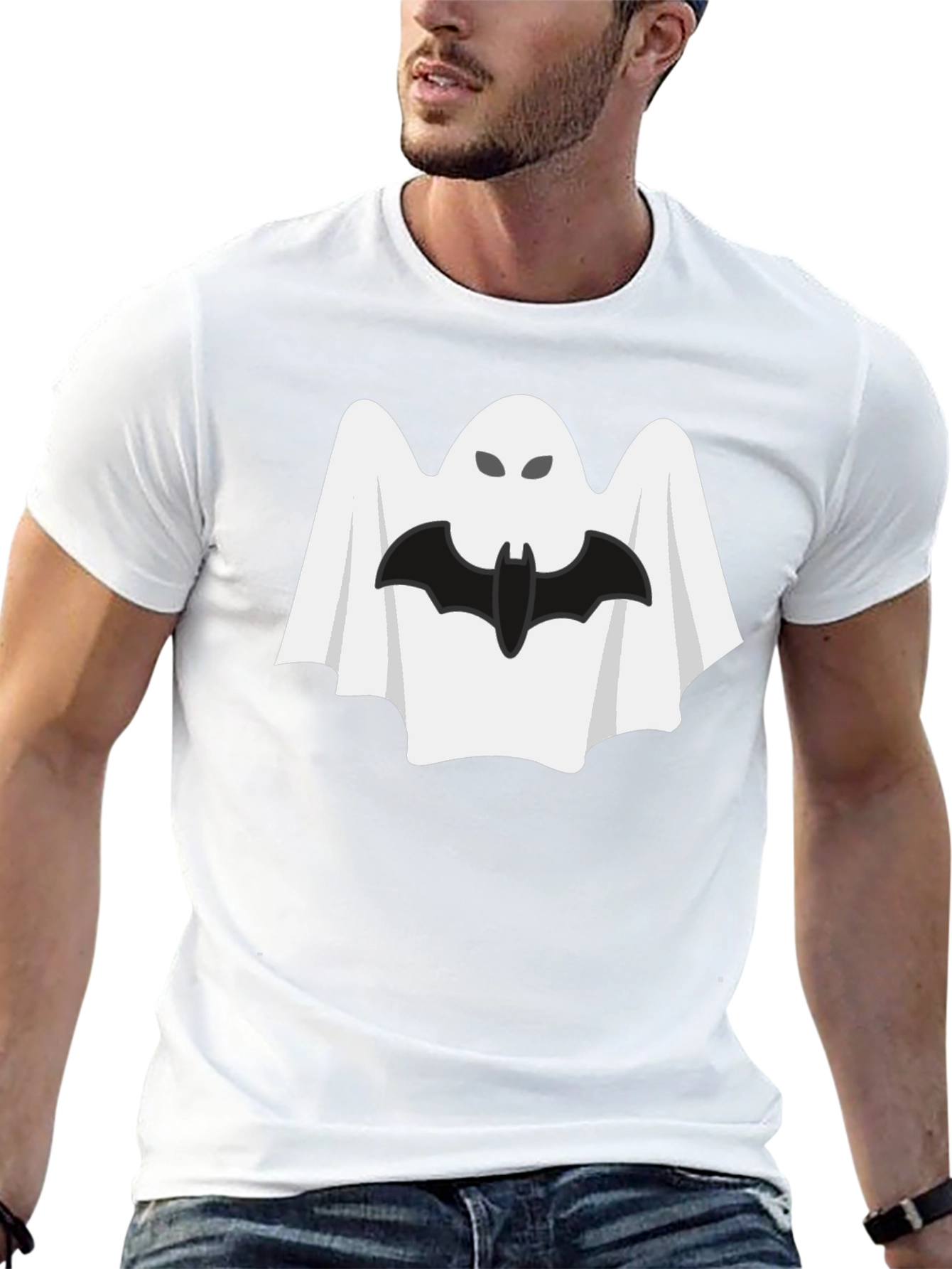 Halloween Ghost & Bat Graphic Tee