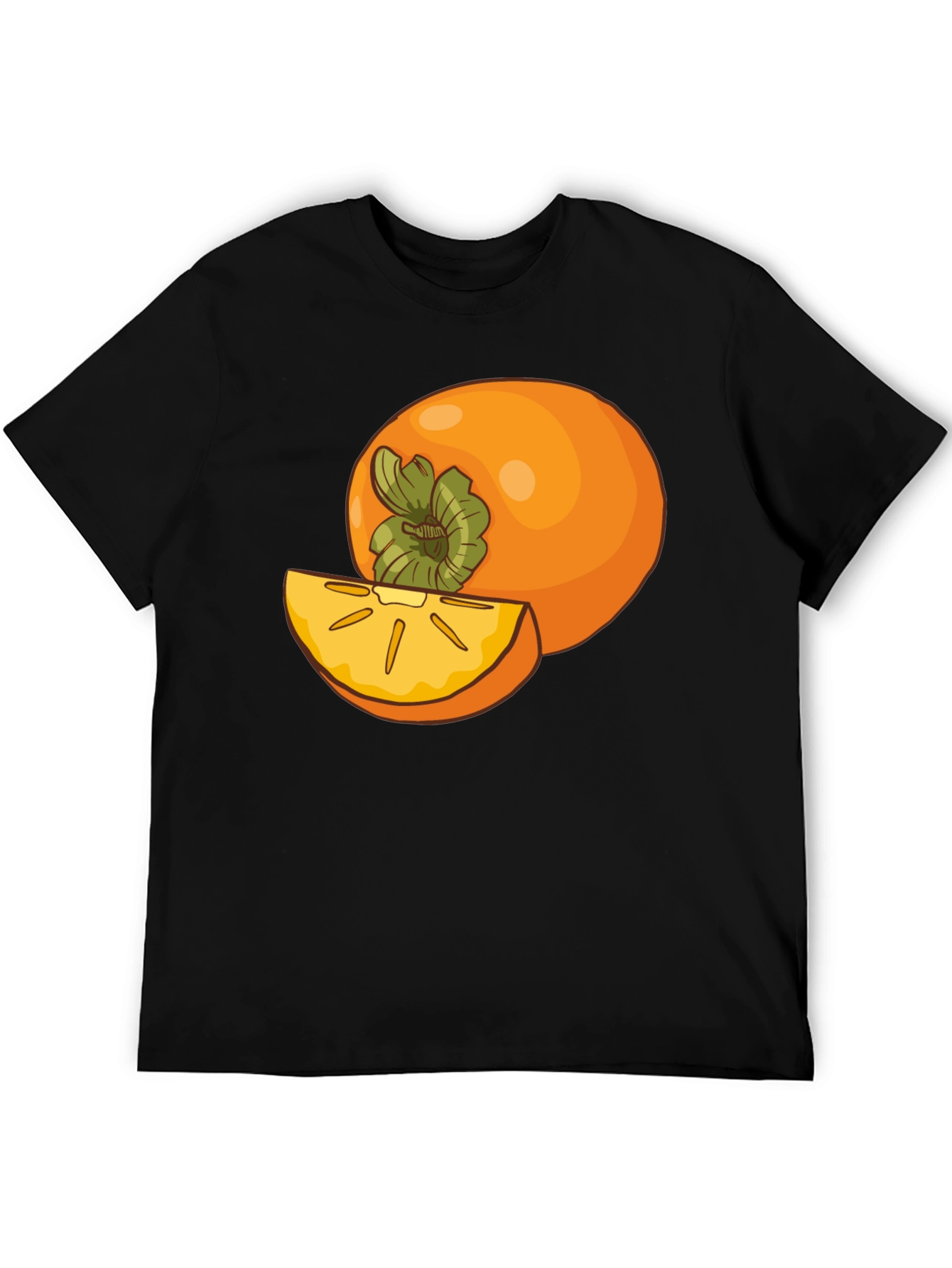 Persimmon Fruit Graphic Tee - Black Casual T-Shirt