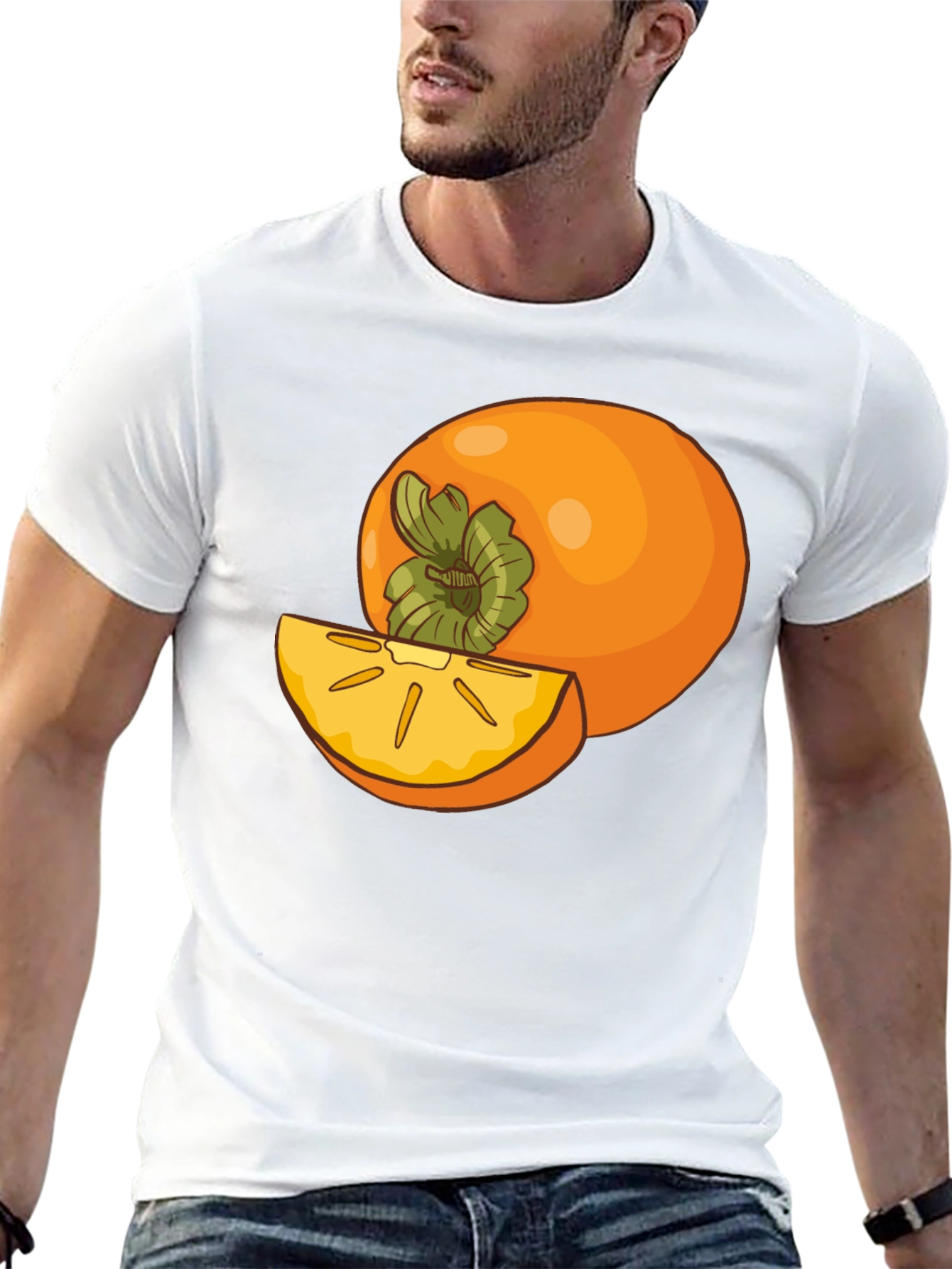 Persimmon Fruit Graphic Tee - Black Casual T-Shirt