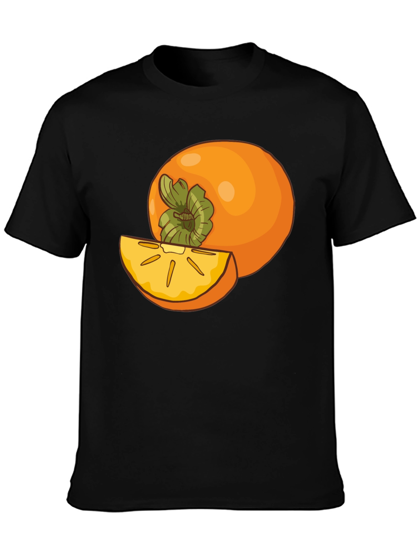 Persimmon Fruit Graphic Tee - Black Casual T-Shirt
