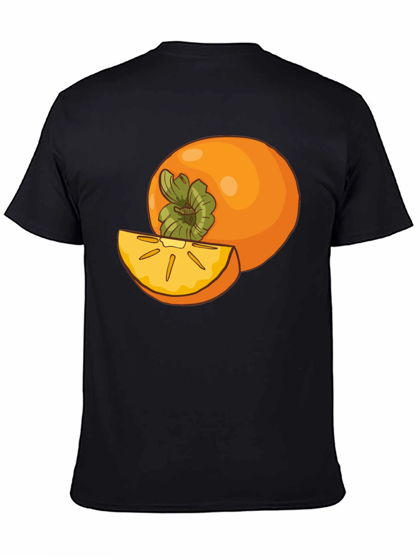 Persimmon Fruit Graphic Tee - Black Casual T-Shirt
