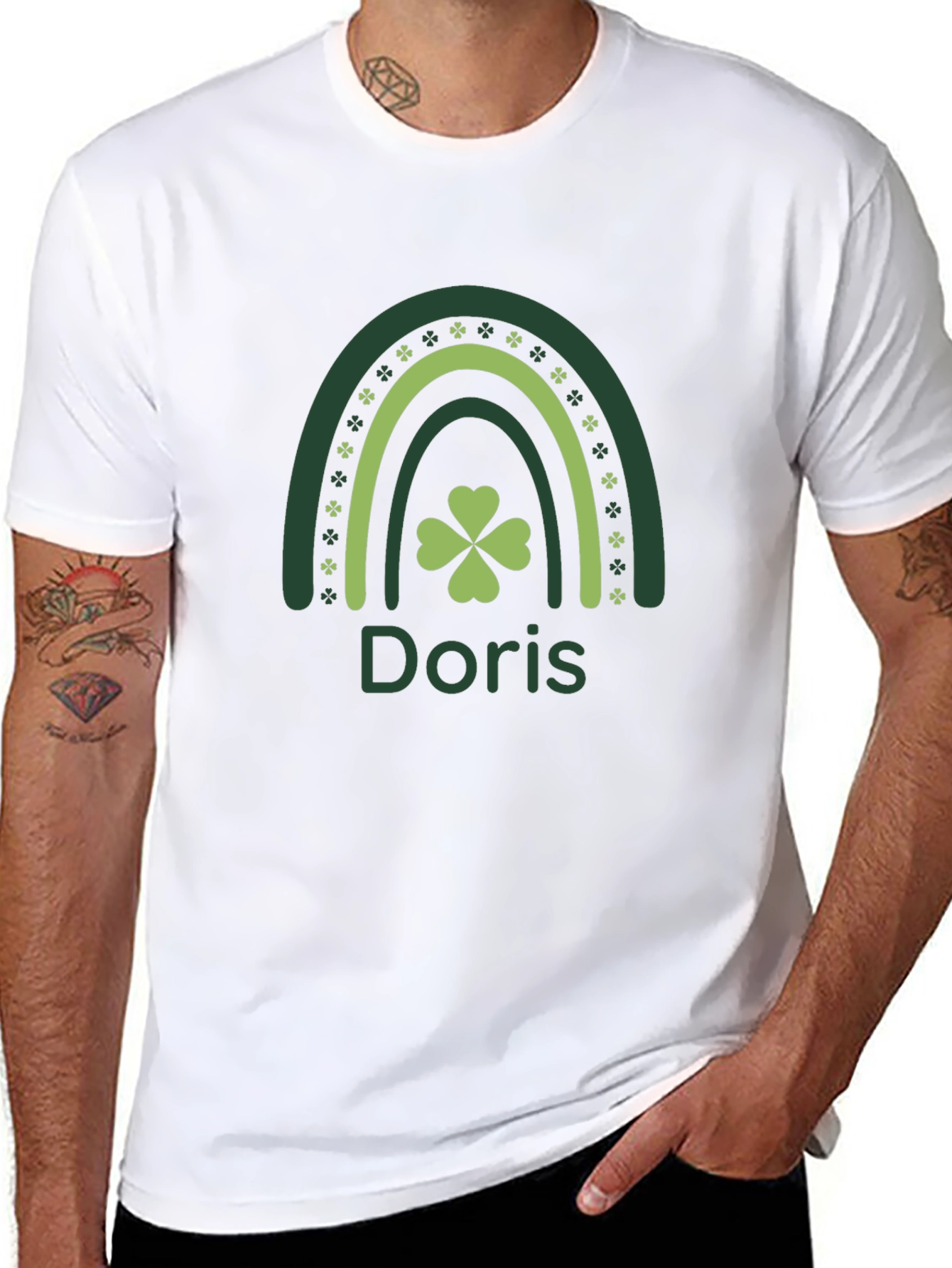Doris St. Patricks Day Clover Rainbow T-Shirt