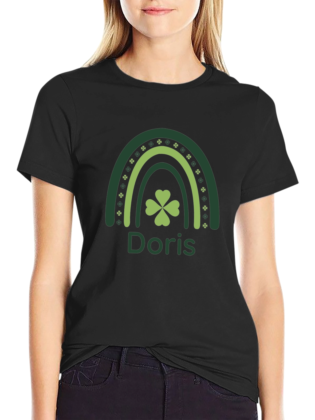 Doris St. Patricks Day Clover Rainbow T-Shirt