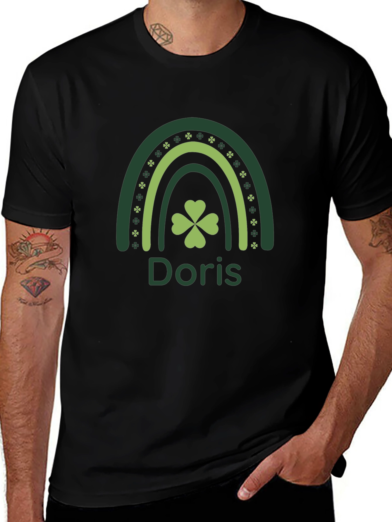 Doris St. Patricks Day Clover Rainbow T-Shirt