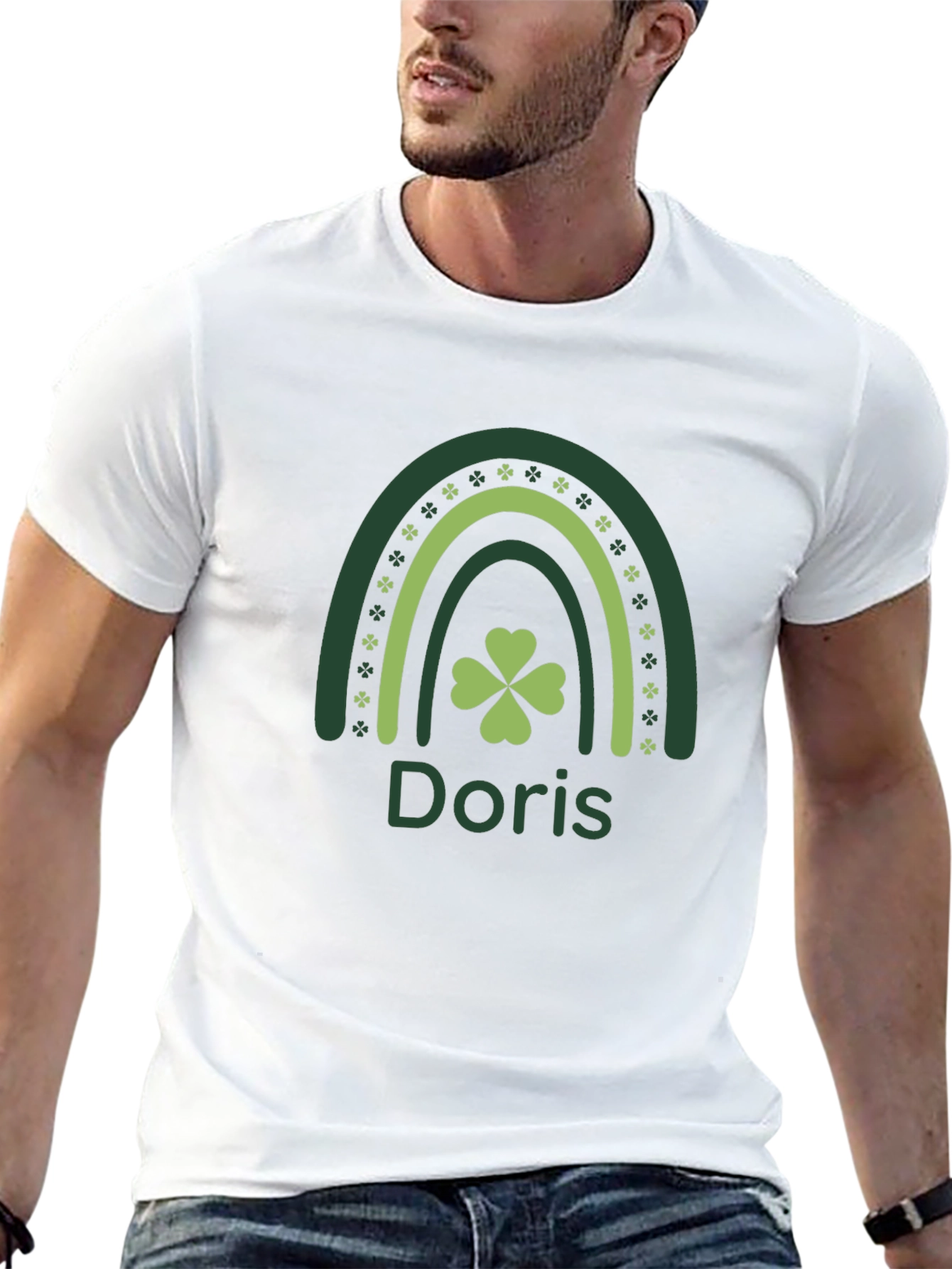 Doris St. Patricks Day Clover Rainbow T-Shirt