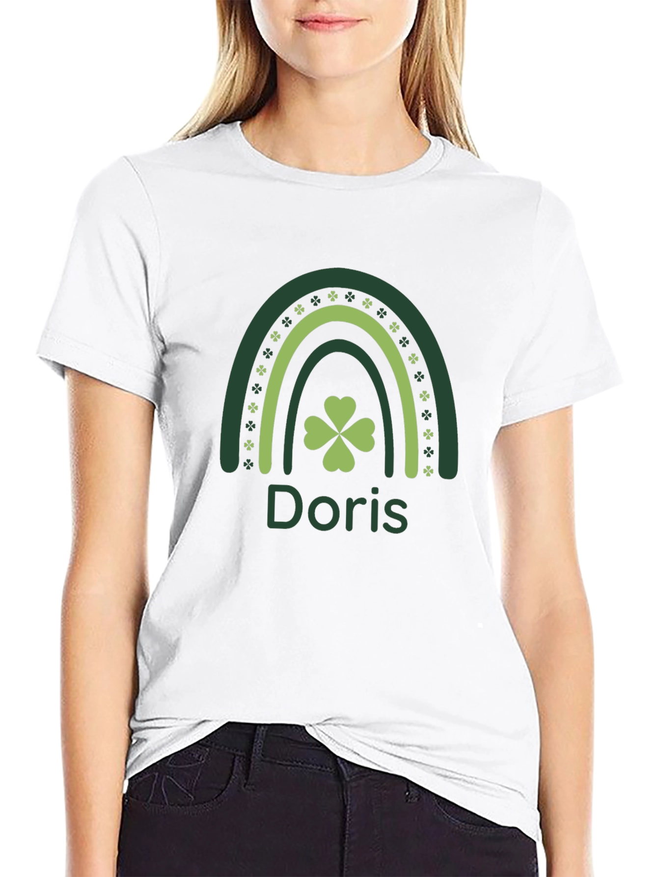 Doris St. Patricks Day Clover Rainbow T-Shirt