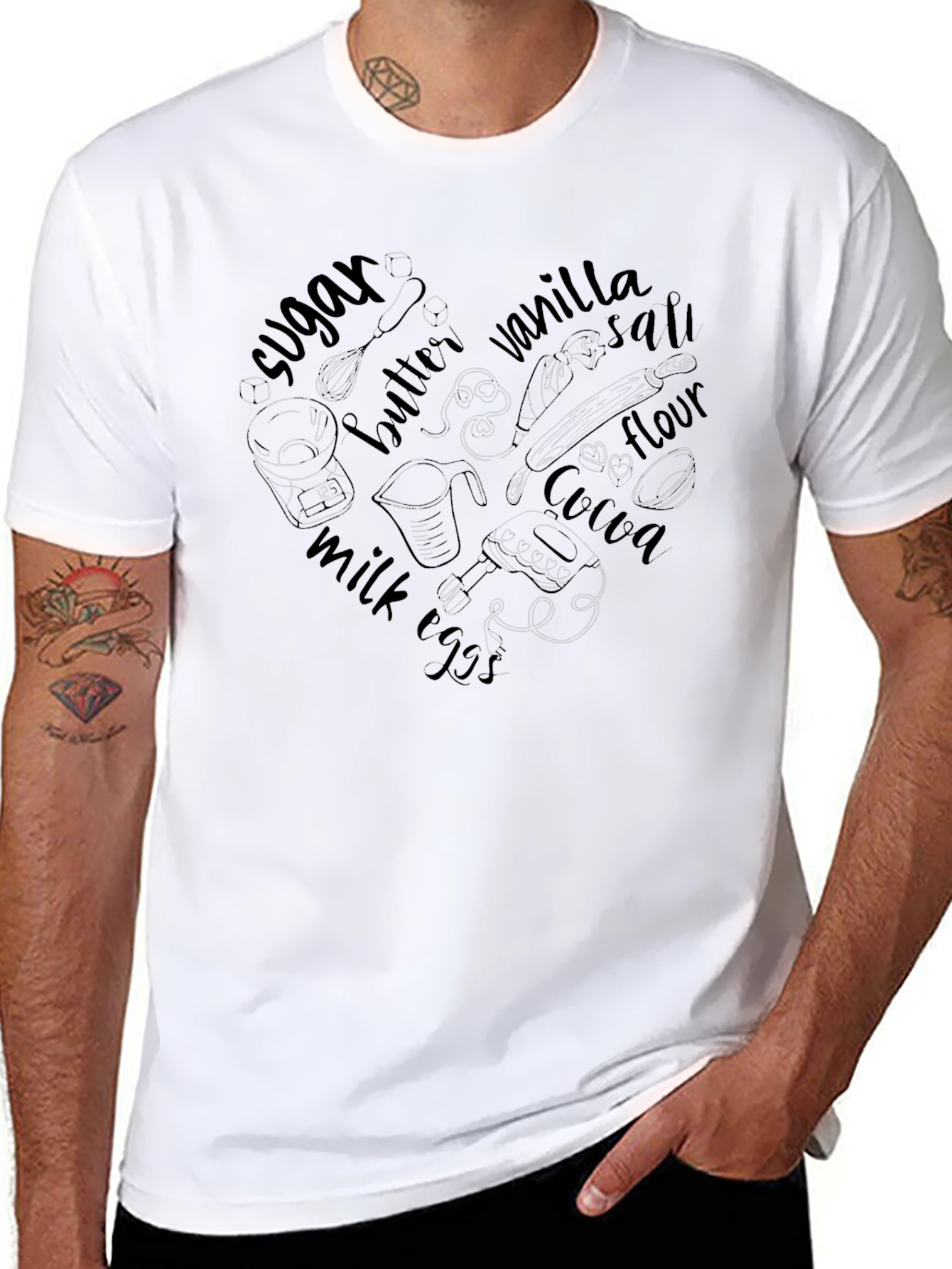 Bakers Heart T-Shirt - Baking Ingredient Love Tee