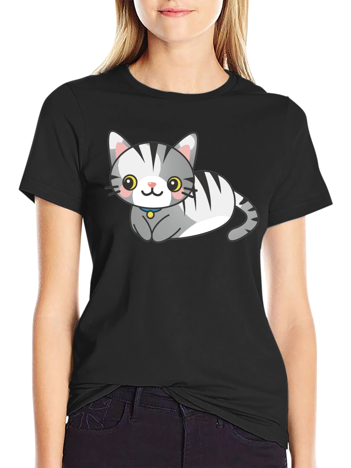 Cute Cartoon Cat Graphic Tee