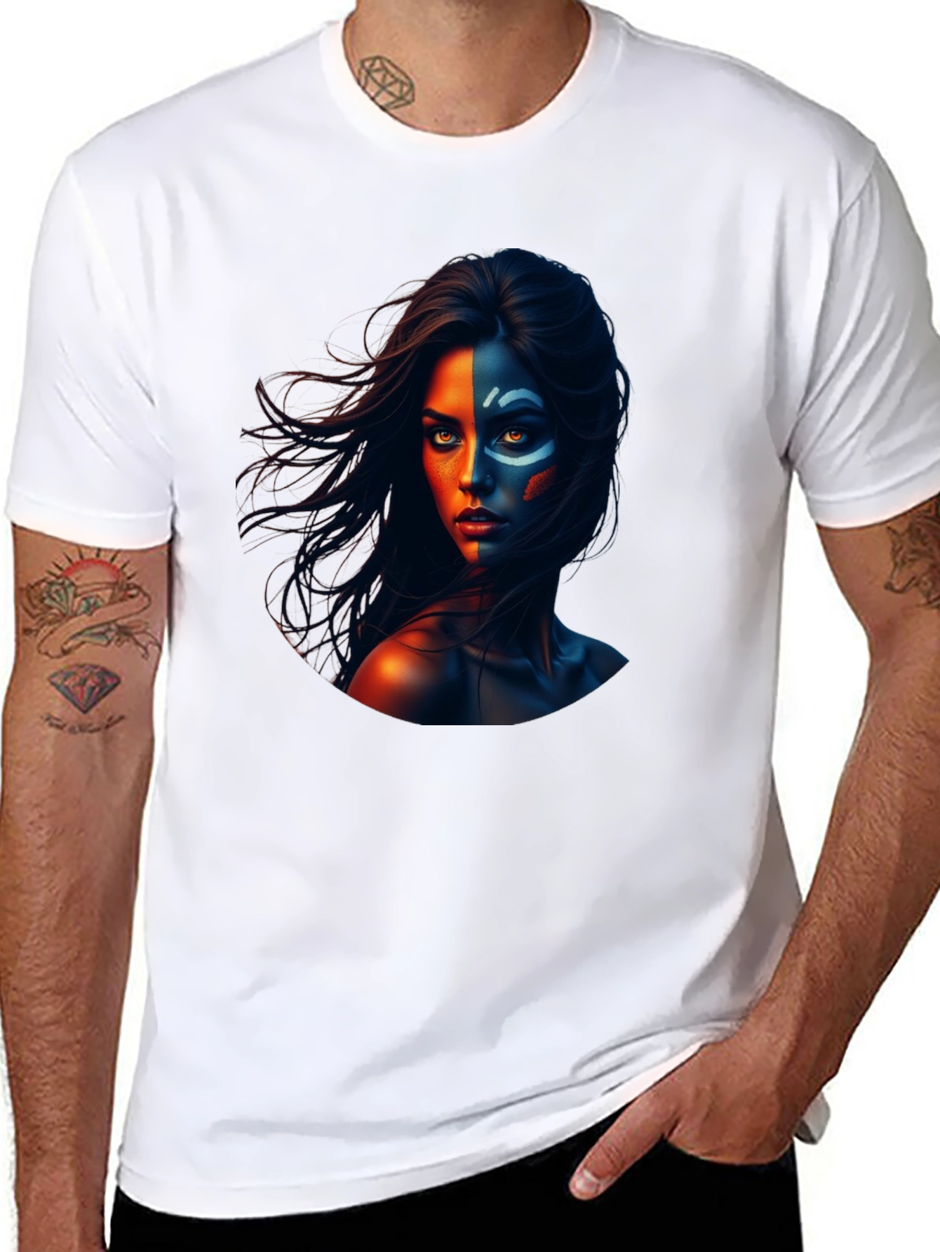 Dual Face Graphic Black T-Shirt