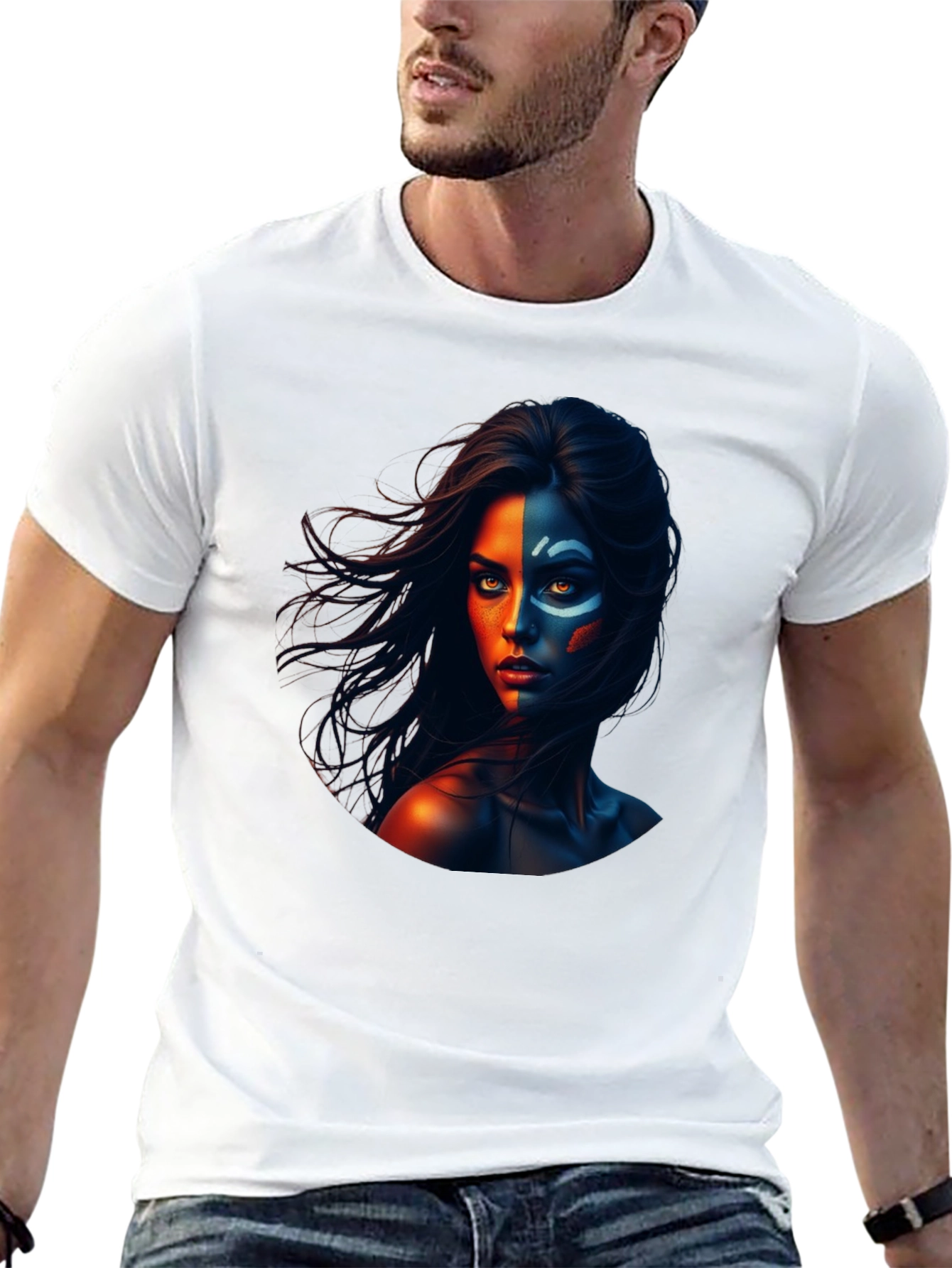 Dual Face Graphic Black T-Shirt