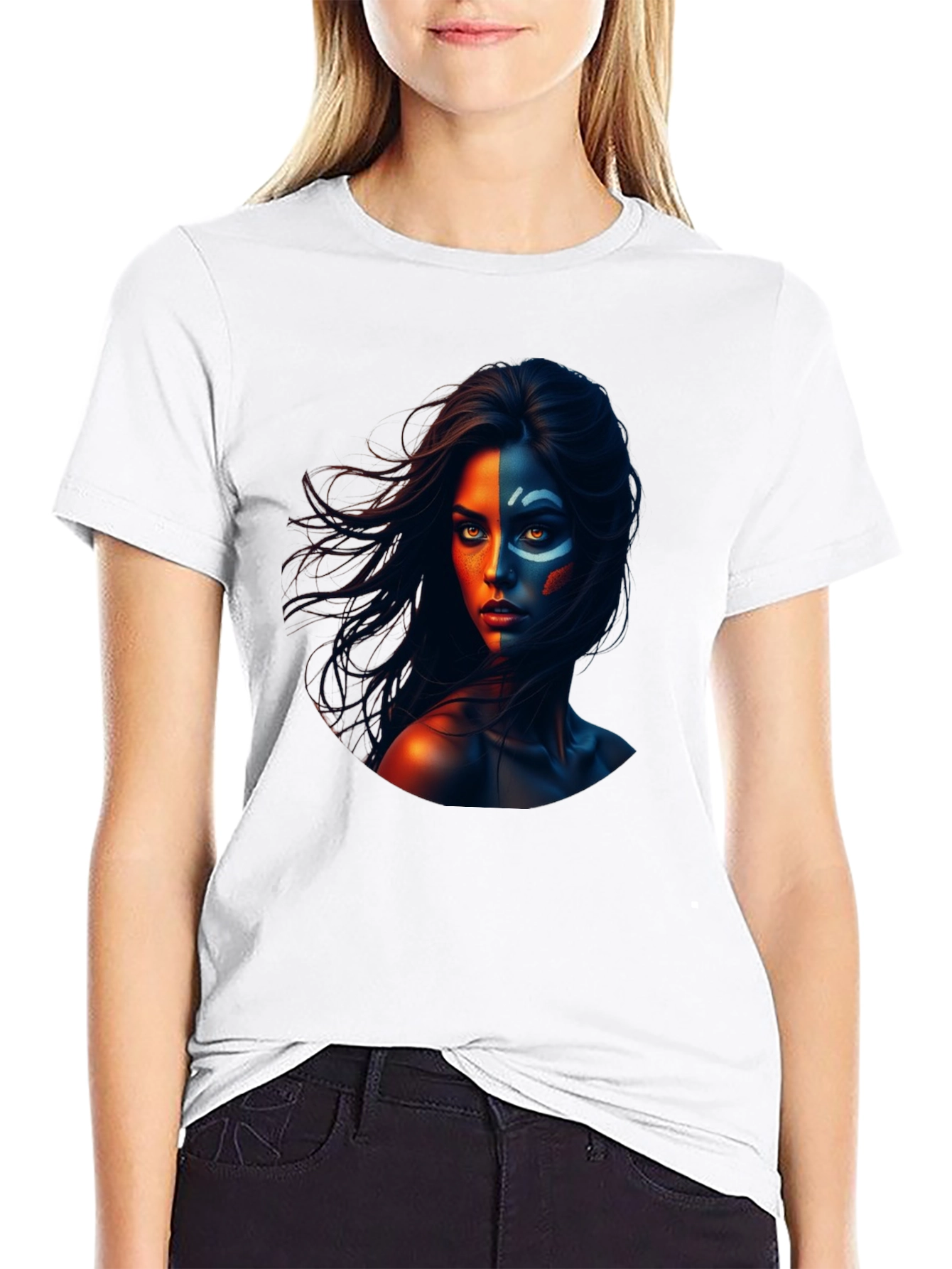 Dual Face Graphic Black T-Shirt