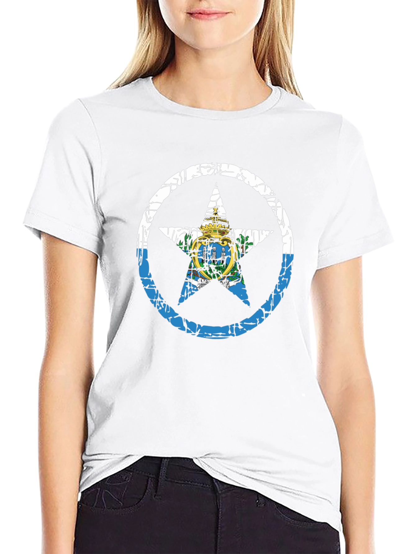 San Marino Flag Star Graphic T-Shirt
