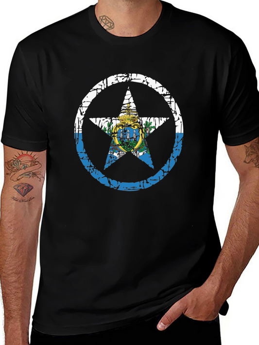 San Marino Flag Star Graphic T-Shirt