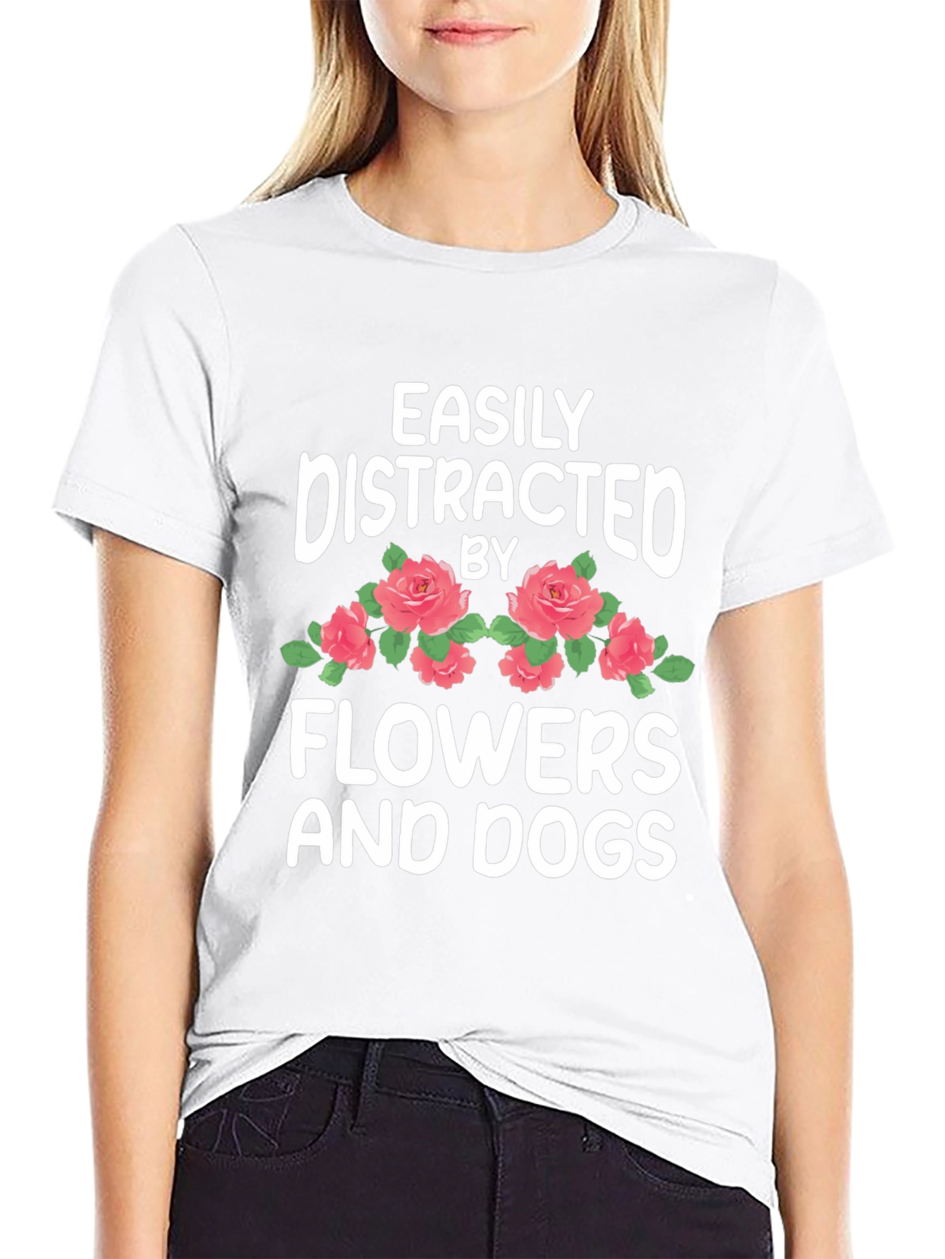 Easily Distracted by Flowers and Dogs T-Shirt