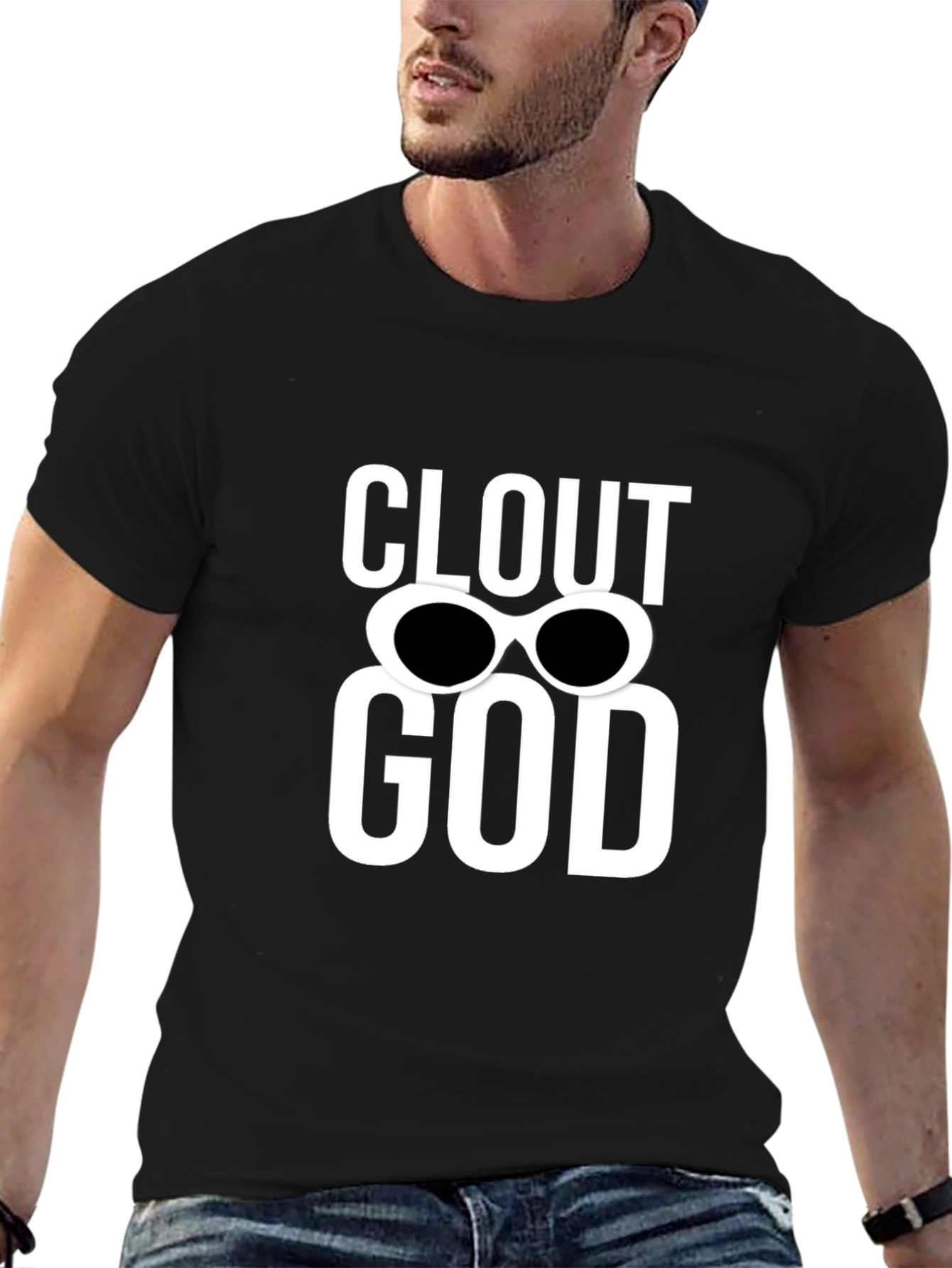 Clout God Graphic Tee - Trendy Black Cotton T-Shirt