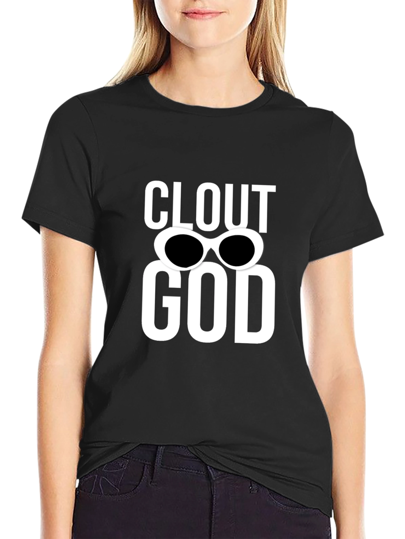 Clout God Graphic Tee - Trendy Black Cotton T-Shirt