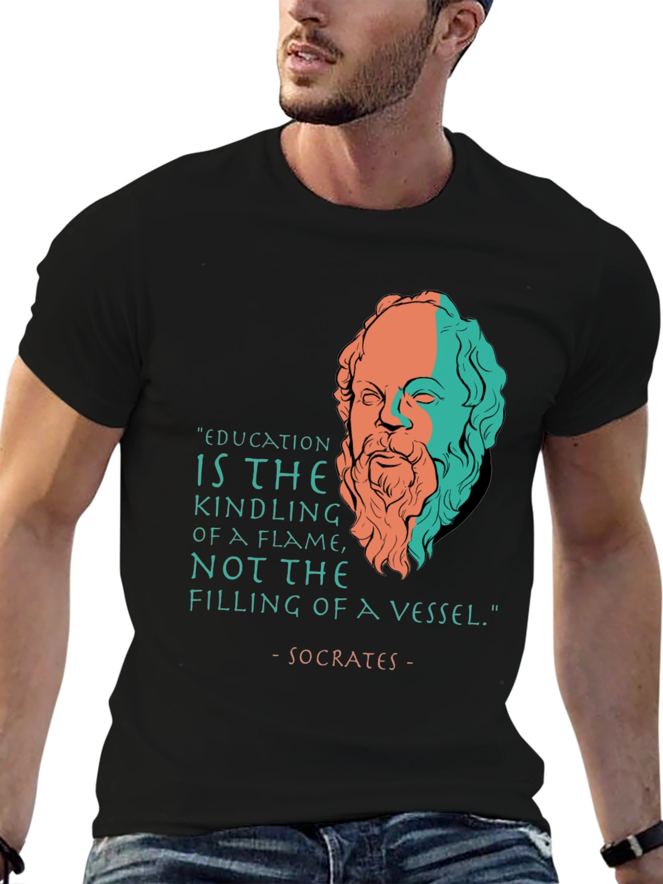 Socrates Quote T-Shirt - Education Kindling Flame Philosophy