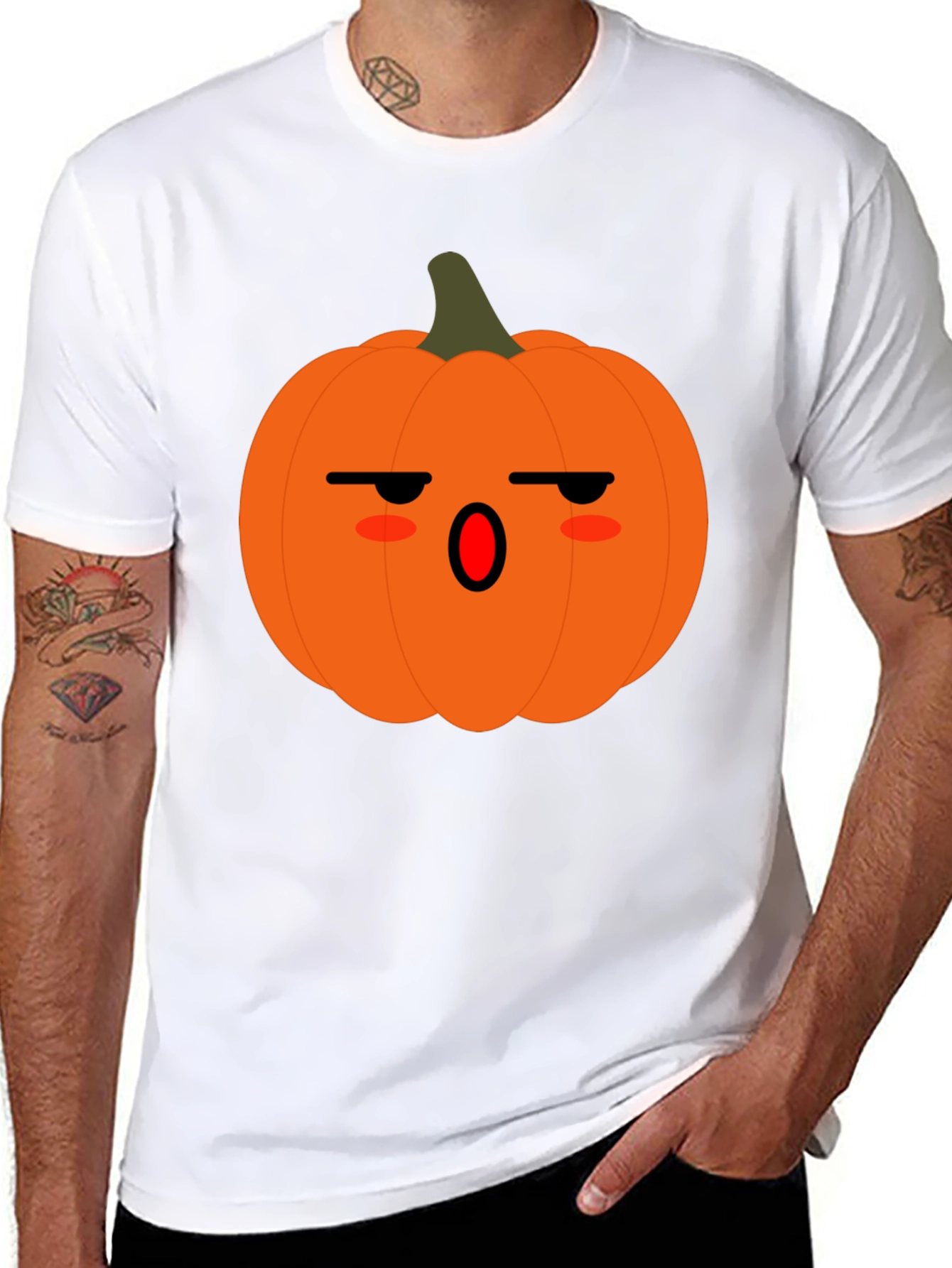Spooky Pumpkin Face Black T-Shirt