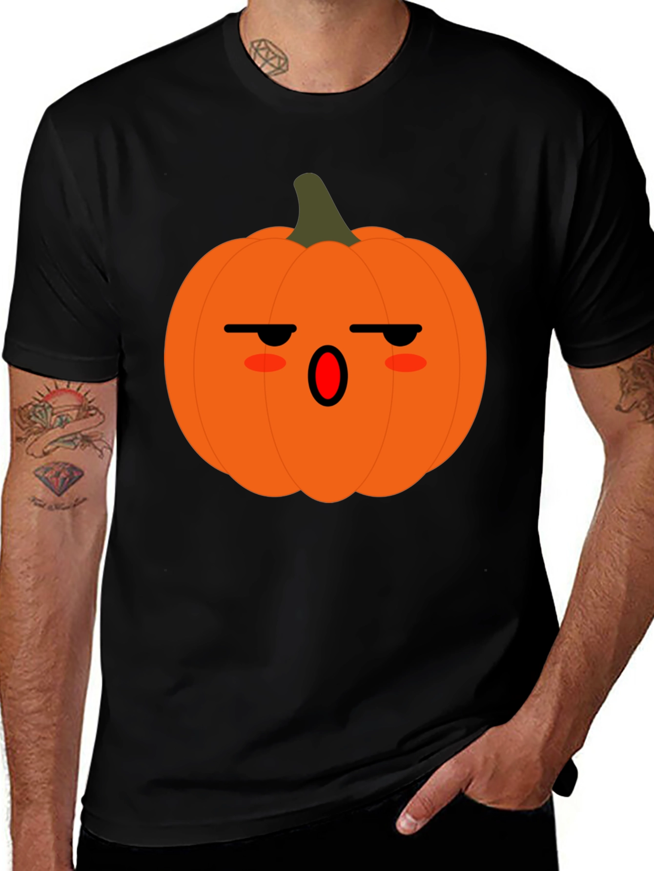 Spooky Pumpkin Face Black T-Shirt