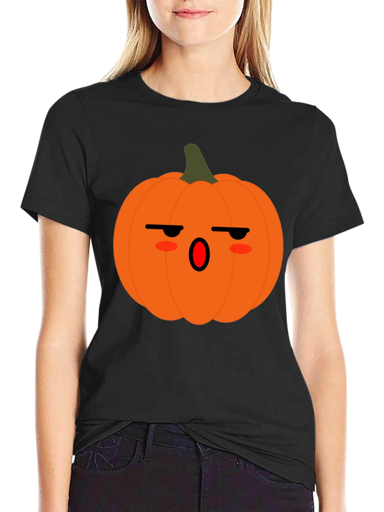 Spooky Pumpkin Face Black T-Shirt