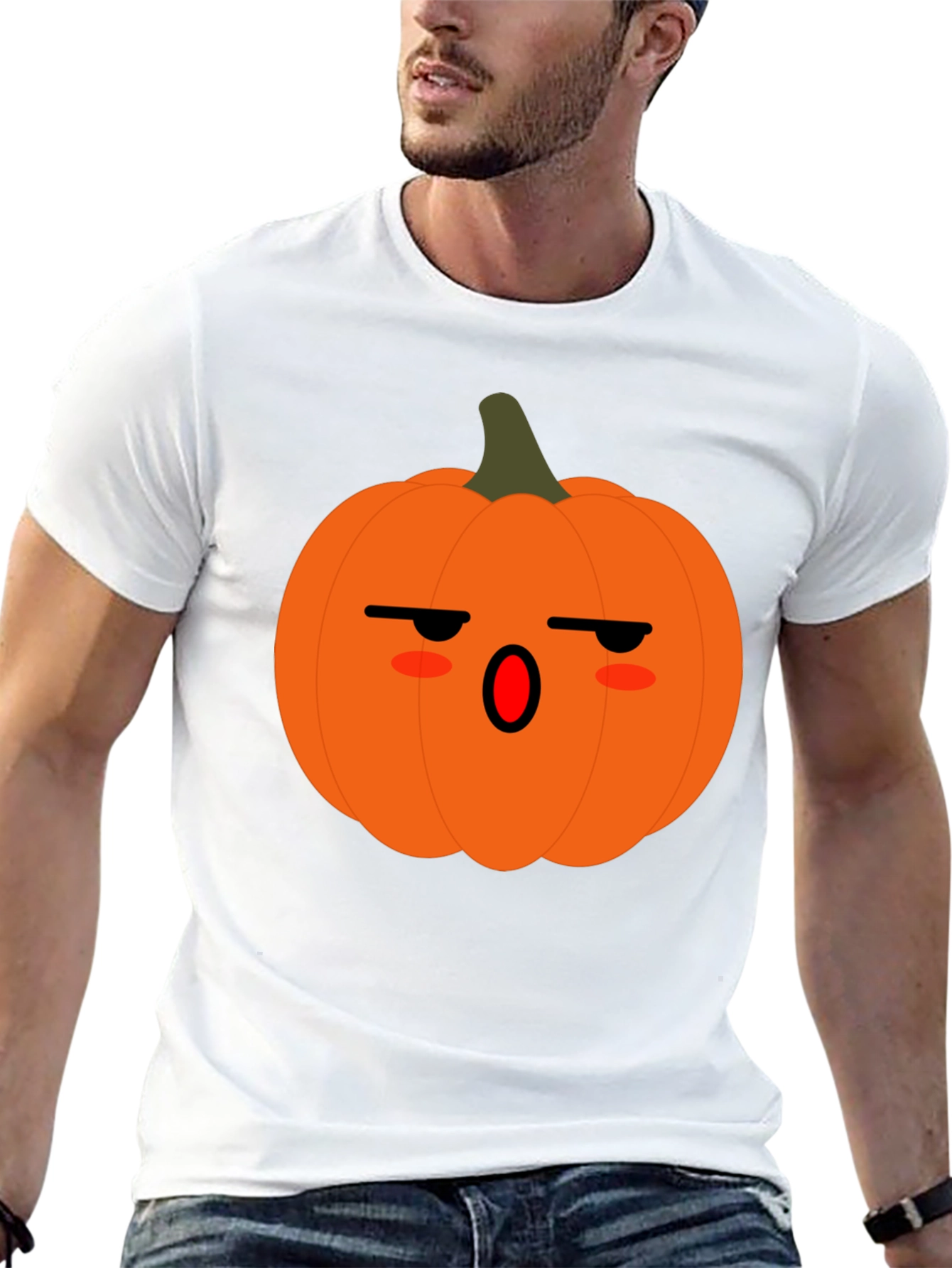 Spooky Pumpkin Face Black T-Shirt