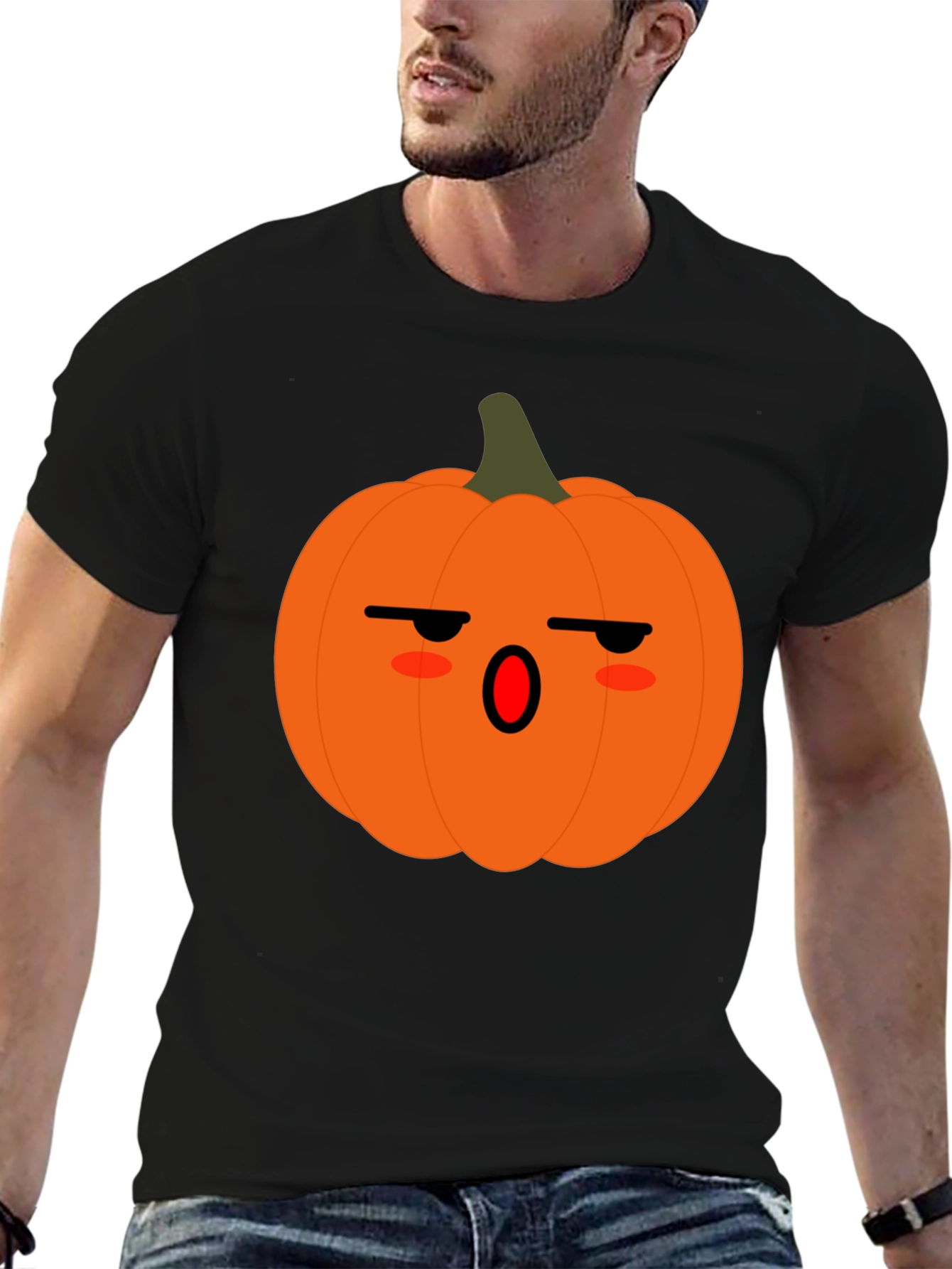 Spooky Pumpkin Face Black T-Shirt