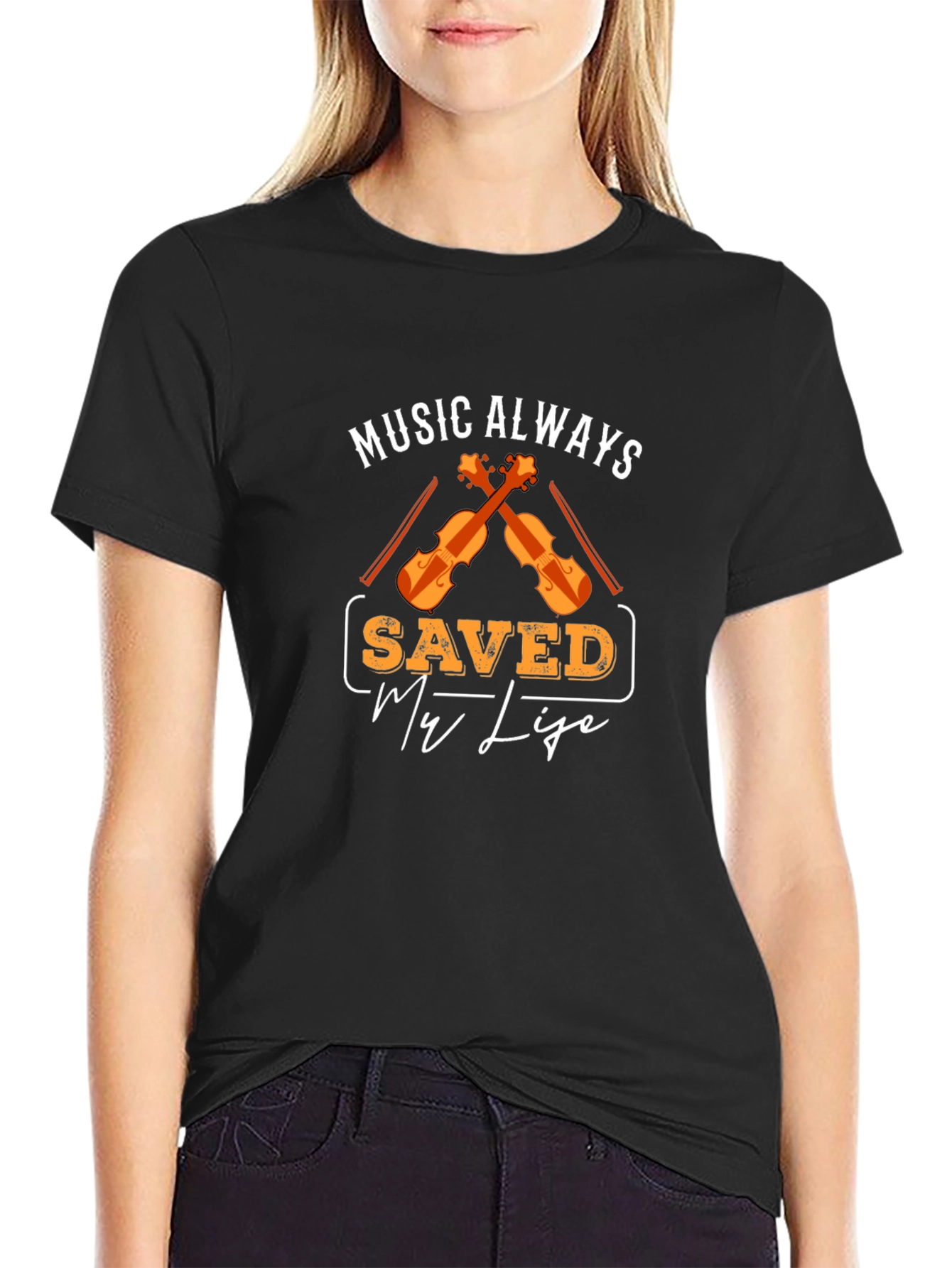 Music Saved My Life Black T-Shirt