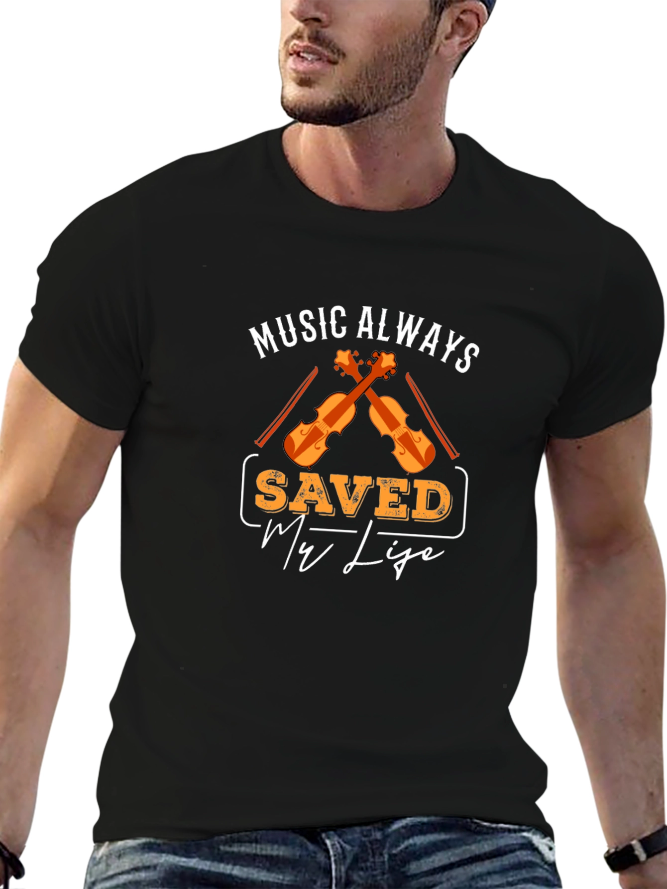 Music Saved My Life Black T-Shirt