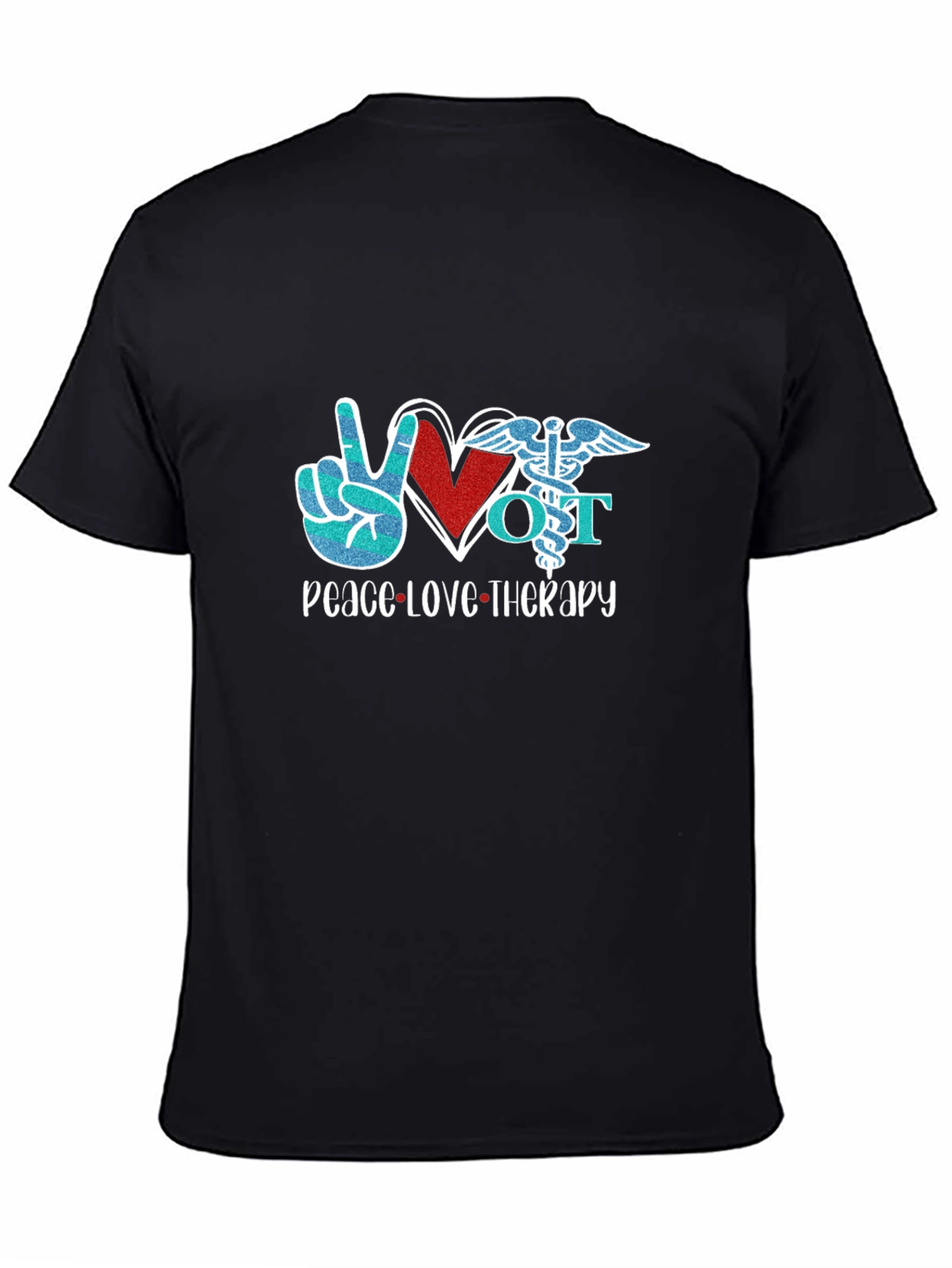 Peace Love Therapy Black Graphic T-Shirt